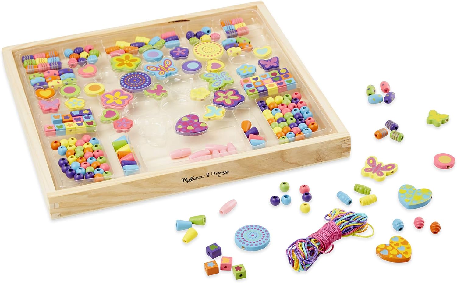 Melissa & Doug Wooden Bead Bouquet - Jewelry Making Craft Kit for Kids 4-8 4