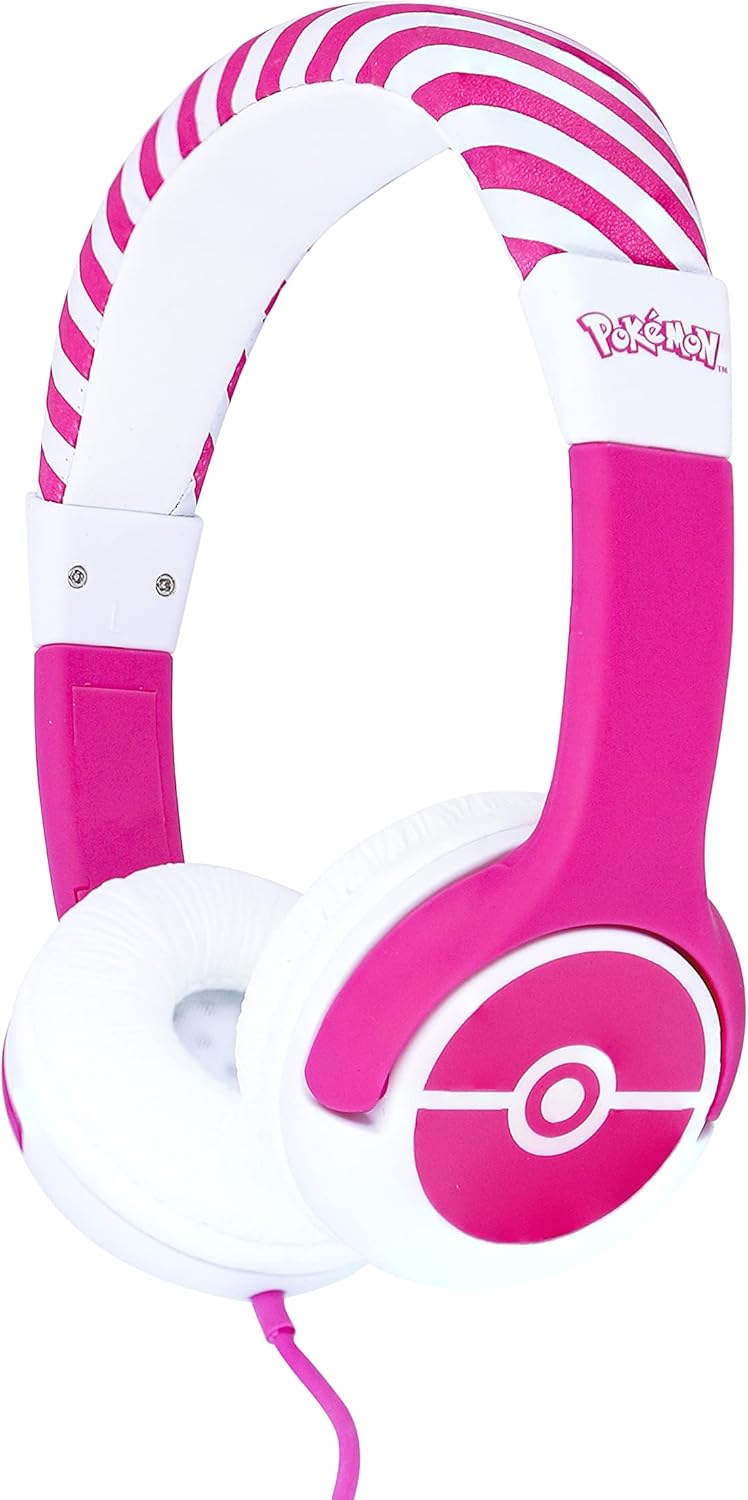 OTL Technologies Kids Headphones - Pokémon Pink Pokéball for Ages 3-7 Years - Universal 3.5mm Jack