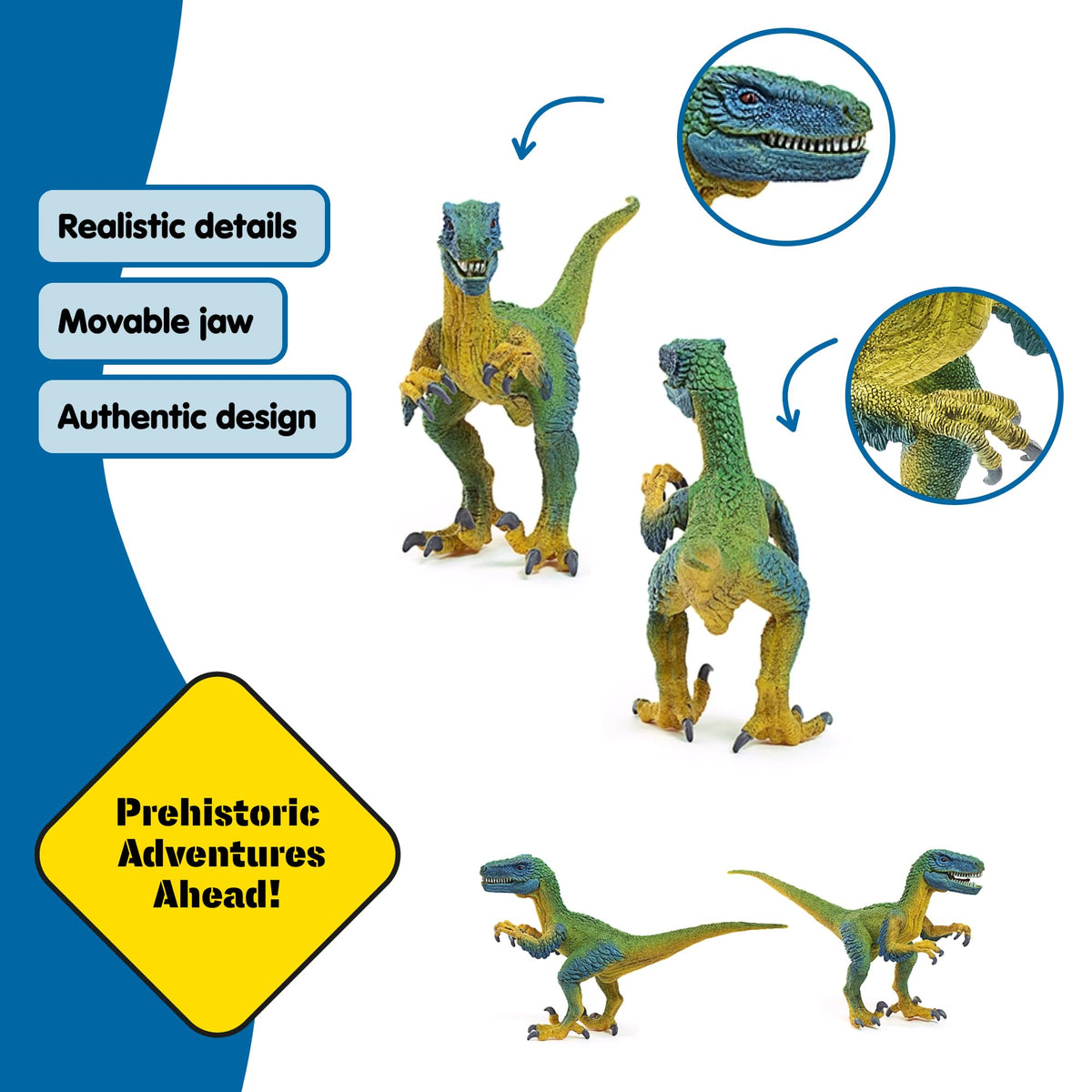 Schleich Velociraptor 14585 Dinosaur Action Figure - Moveable Jaw, 4 Inch, Ages 4+
