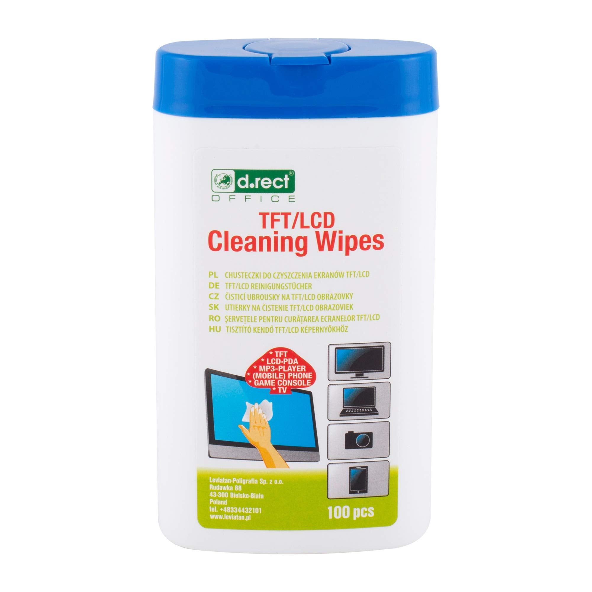 D.RECT Cleaning Wipes for TFT/LCD Screens, Laptops, Tablets - 100 Count Dispenser