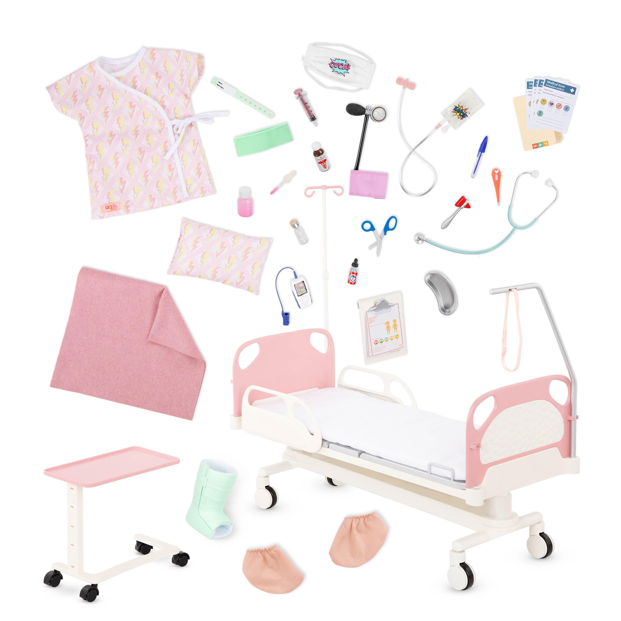 Our Generation Get Well Bed - 40-Piece Doll Hospital Playset | Adjustable Bed | Includes Medical Accessories