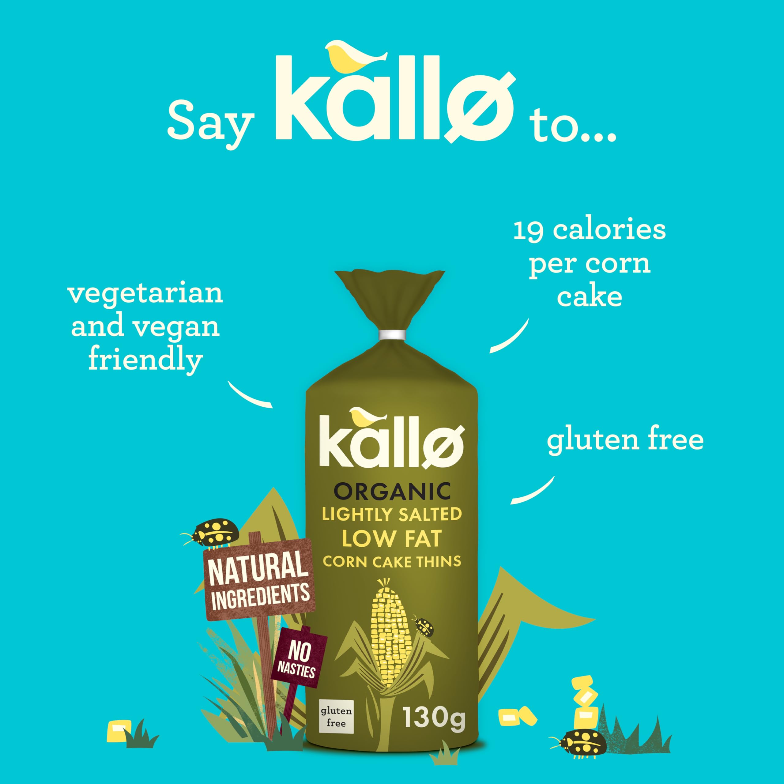 Kallo Lightly Salted Corn Cakes - 26 Calories Per Cake | Gluten-Free | 130g 2