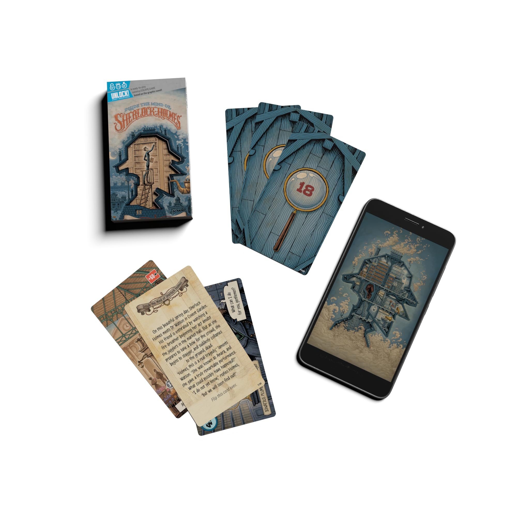 Asmodee Unlock: Short Adventures 10 - In the Head of Sherlock Holmes, Escape Room Card Game 3