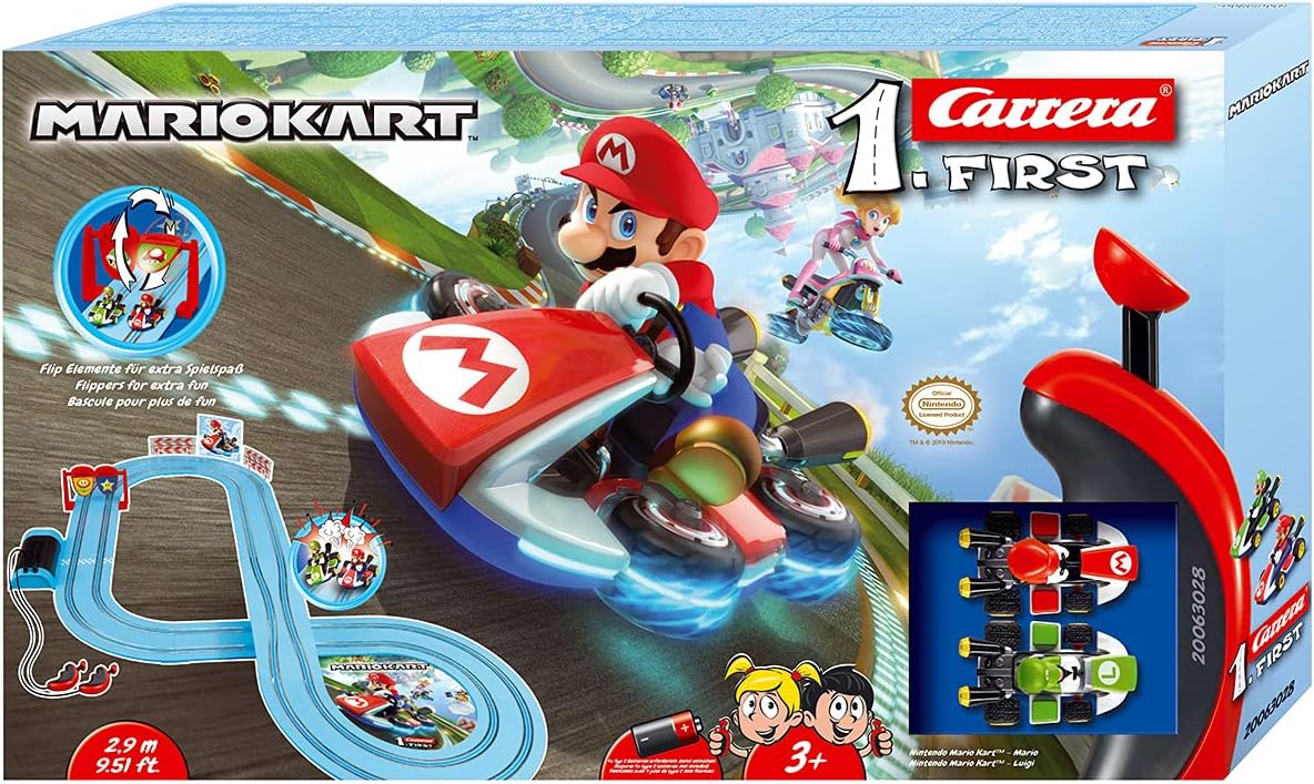 Carrera FIRST Mario Kart Mario vs Luigi 2.9m Slot Car Race Track Set, Multicolor 1