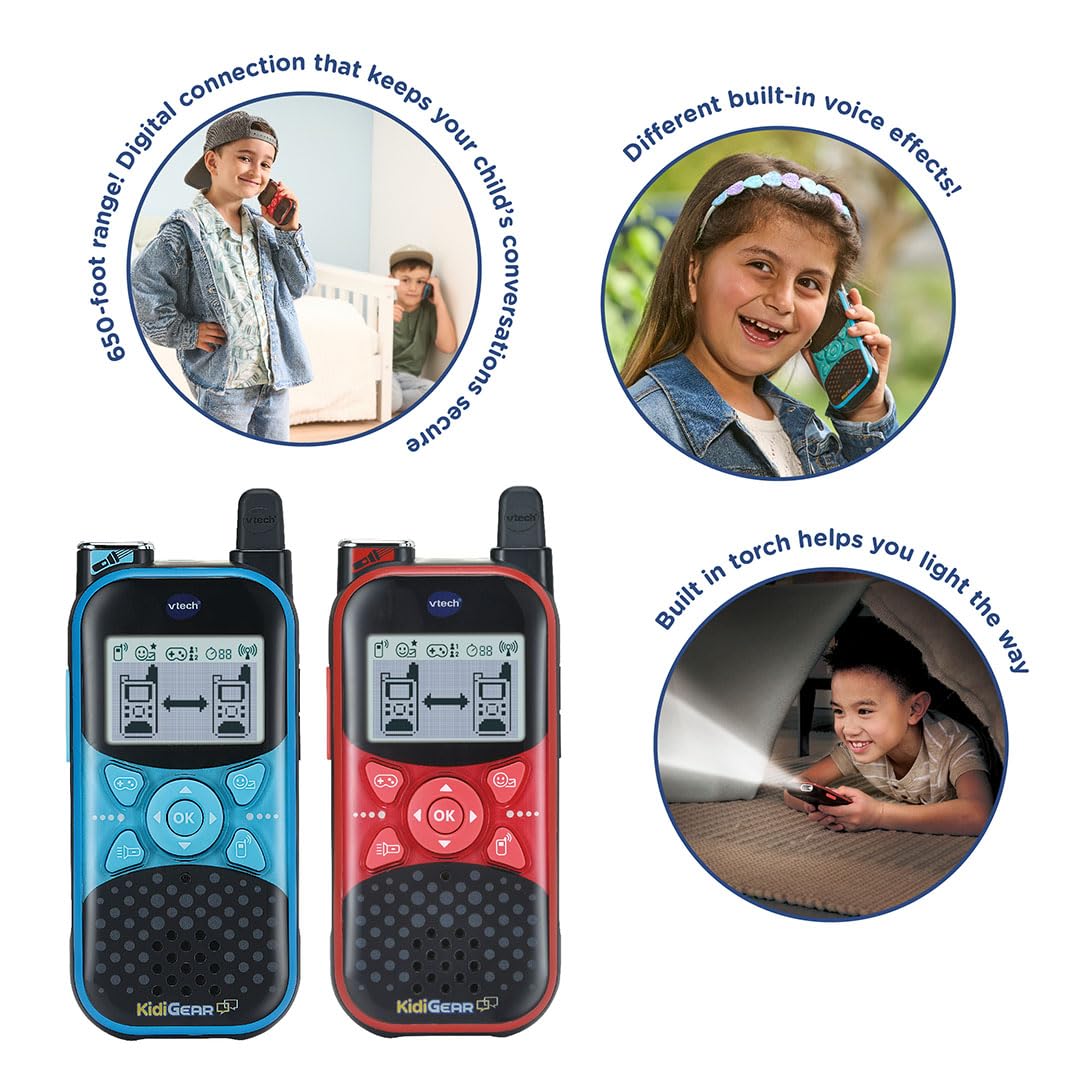 VTech KidiGear Explorer Walkie Talkies - 200M Range, Digital Security | Blue/Red 2