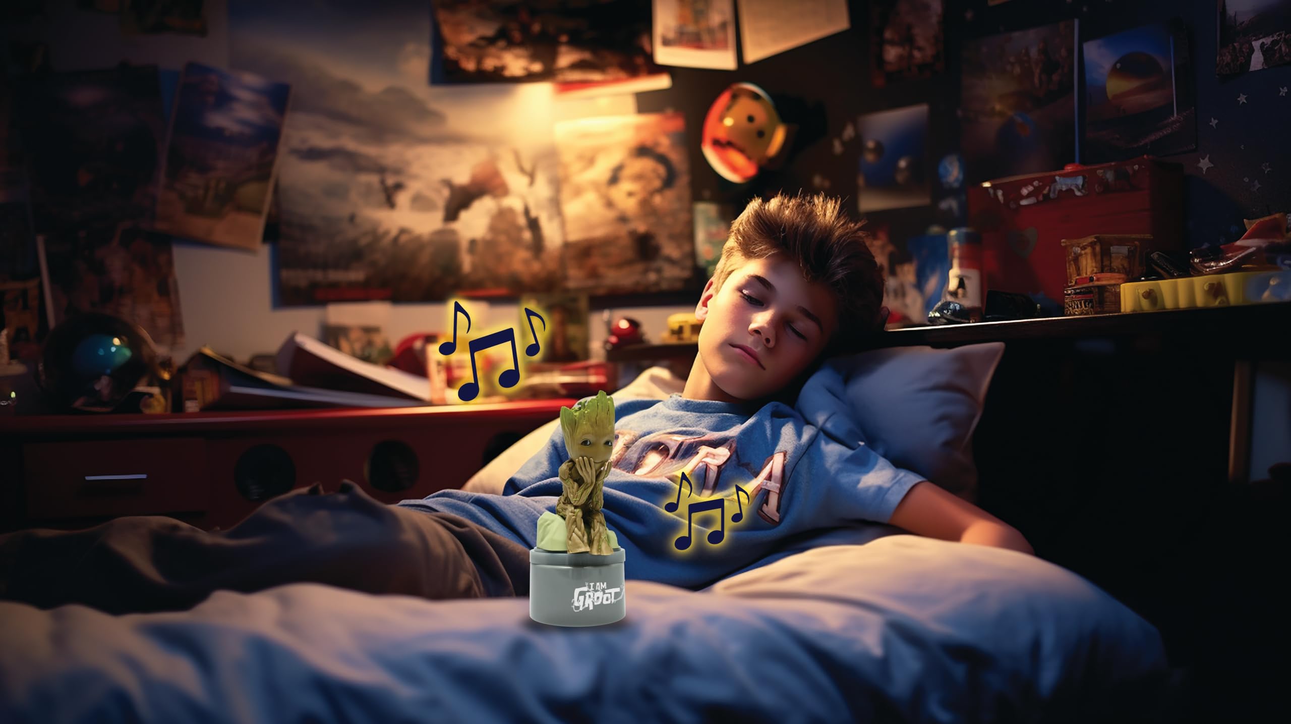 Lexibook Marvel Guardians of the Galaxy Groot Nightlight with Speaker - Grey/Brown 6