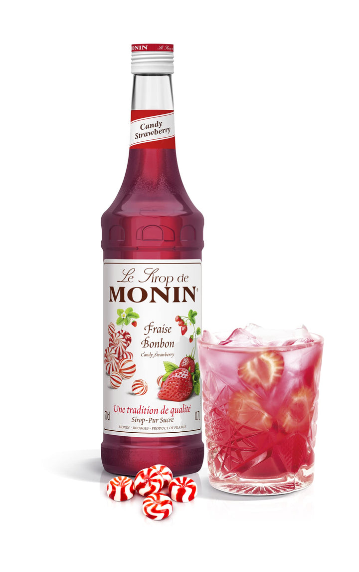 MONIN Candy Strawberry Syrup 700ml - Vegan, Allergen-Free, Natural Flavours for Cocktails & Mocktails