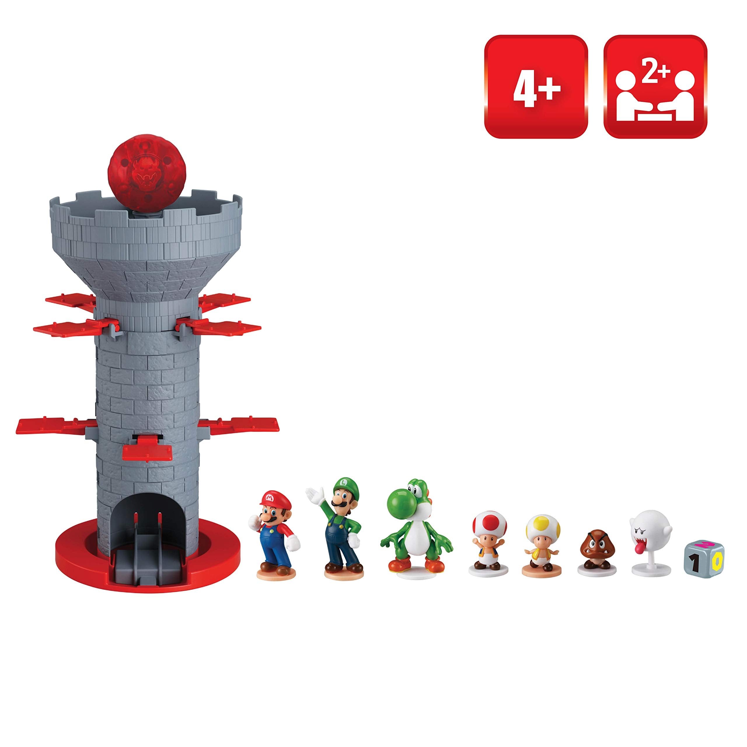 EPOCH Super Mario Blow Up! Shaky Tower Stacking Game | 7 Character Figures | Ages 4+