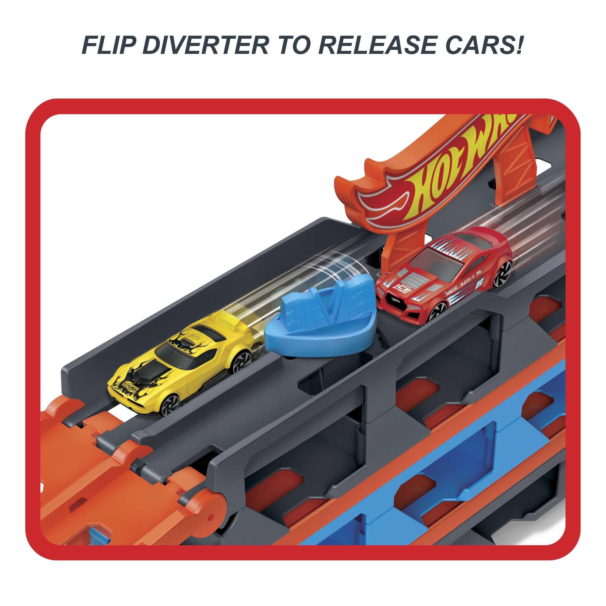 Hot Wheels Speedway Hauler - 3-in-1 Storage Carrier with 6-Foot Drag Race Track & 3 Cars for Kids 4-8 Years 7