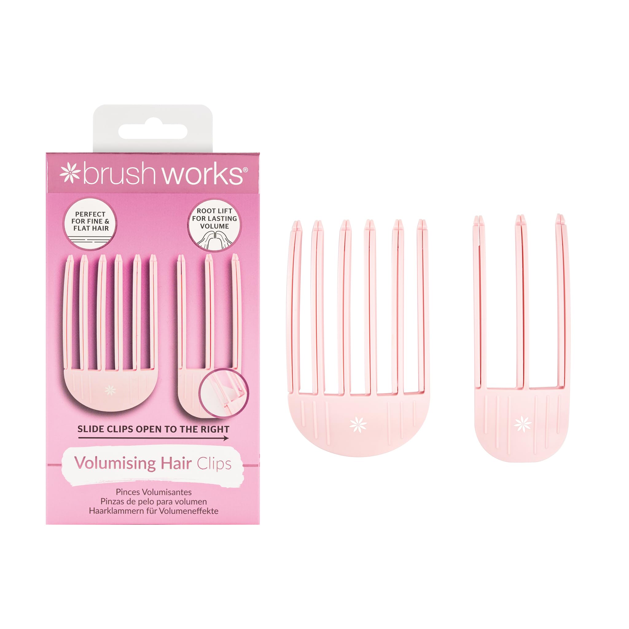 Brushworks Volumising Hair Clips - Instant Root Lift for Fine Hair | 2 Count | Pink 1