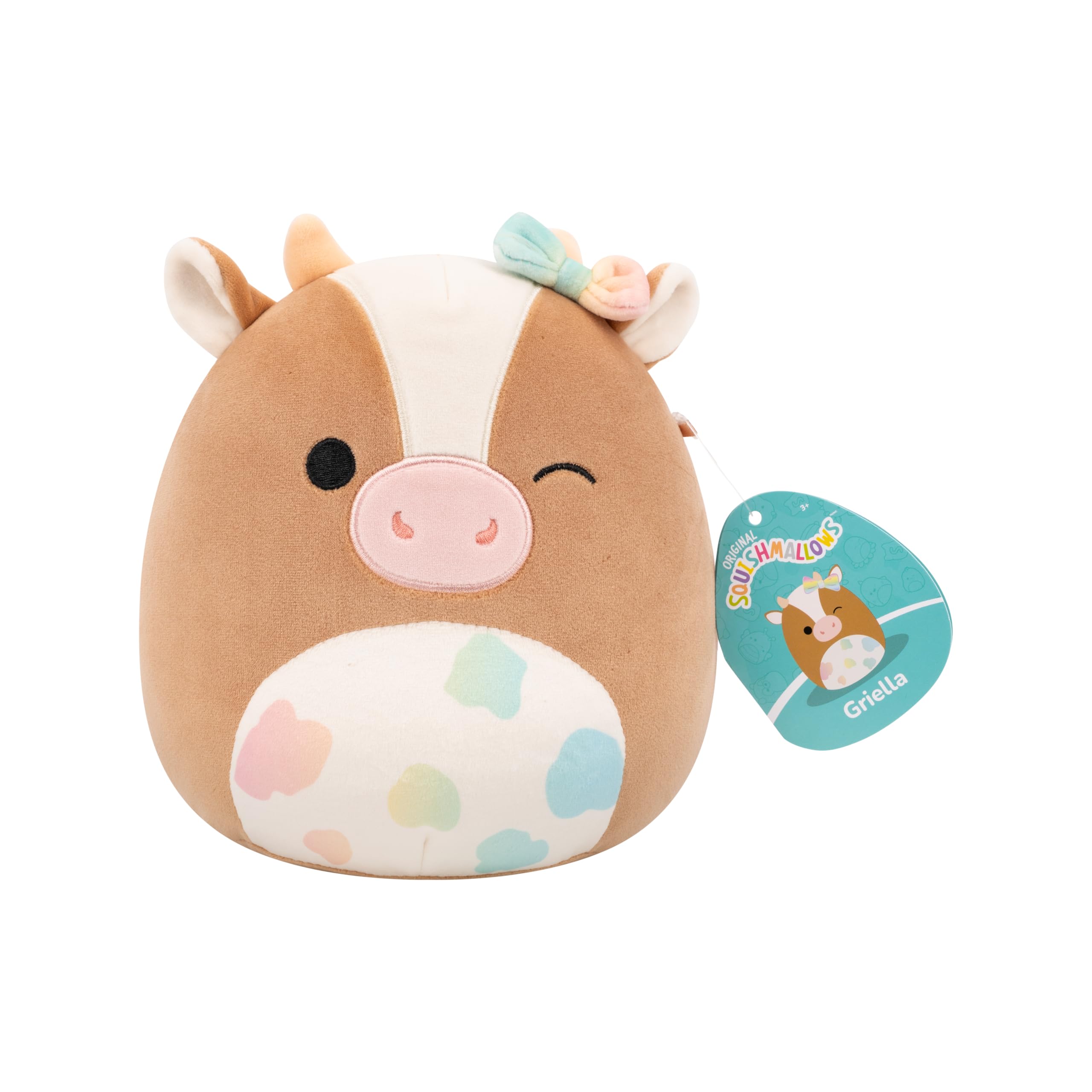 Squishmallows Griella the Winking Cow Plush - Ultrasoft Stuffed Animal for Kids 3+ 6