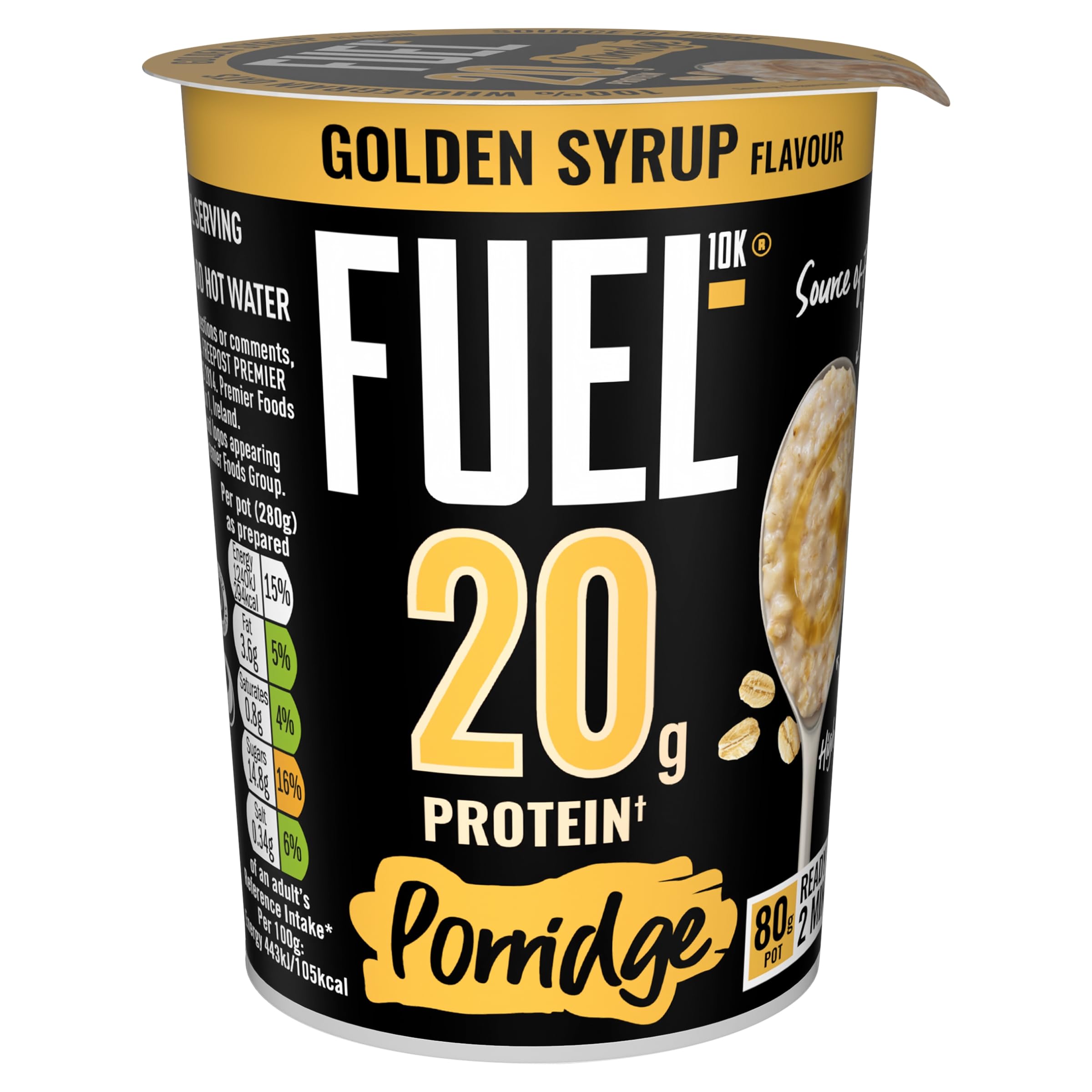 FUEL10K Golden Syrup Porridge Pot - 20g Protein, Source of Fibre | 8 Pack 4