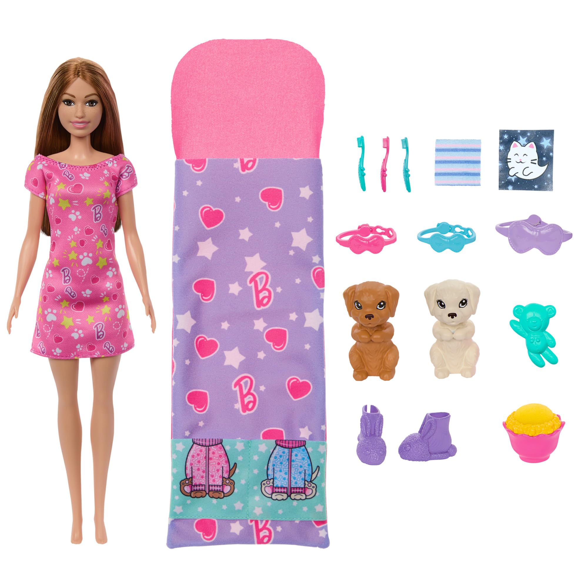 Barbie Puppy Slumber Party Playset with Doll, 2 Toy Dogs & 10+ Accessories 7
