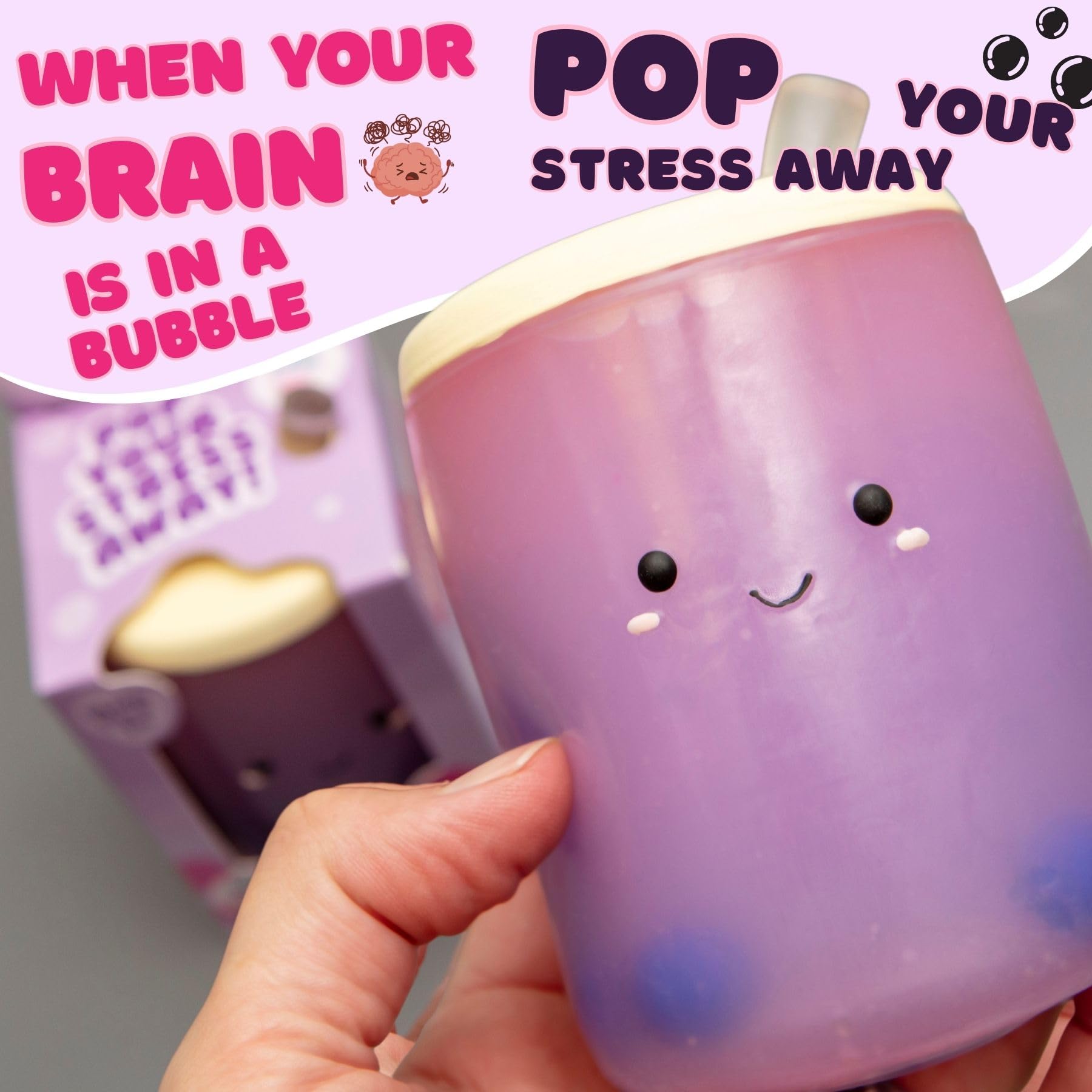Boxer Gifts Boba Squish-Tea Stress Toy - Vanilla Scented, Slow Rising Foam | 100x70x70mm | Adult
