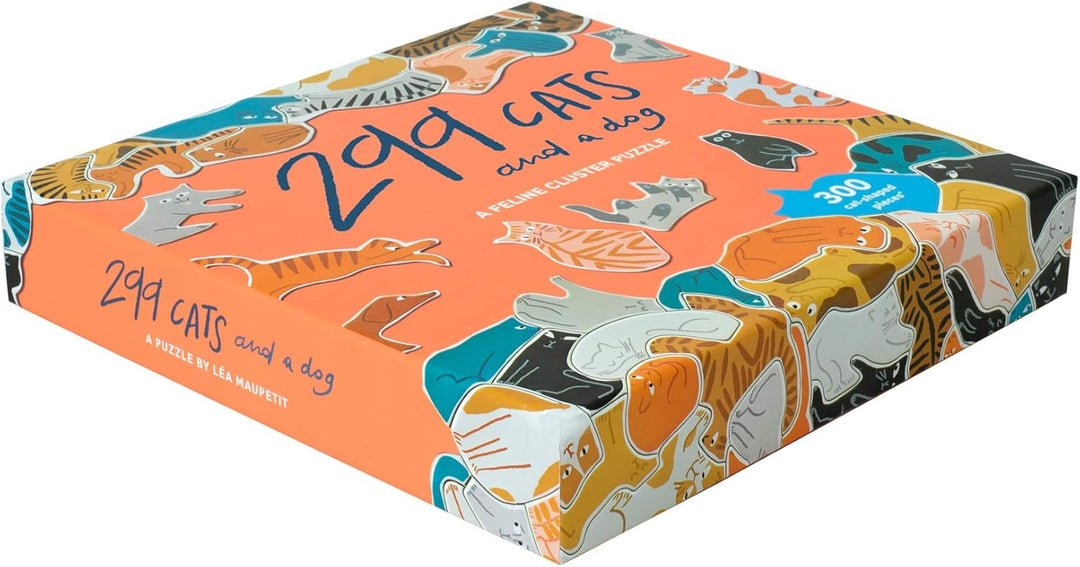 299 Cats (and a Dog): A Feline Cluster Puzzle - Unique Cat-Shaped Jigsaw Puzzle for Adults and Kids, 300 Pieces, Illustrated by Léa Maupetit