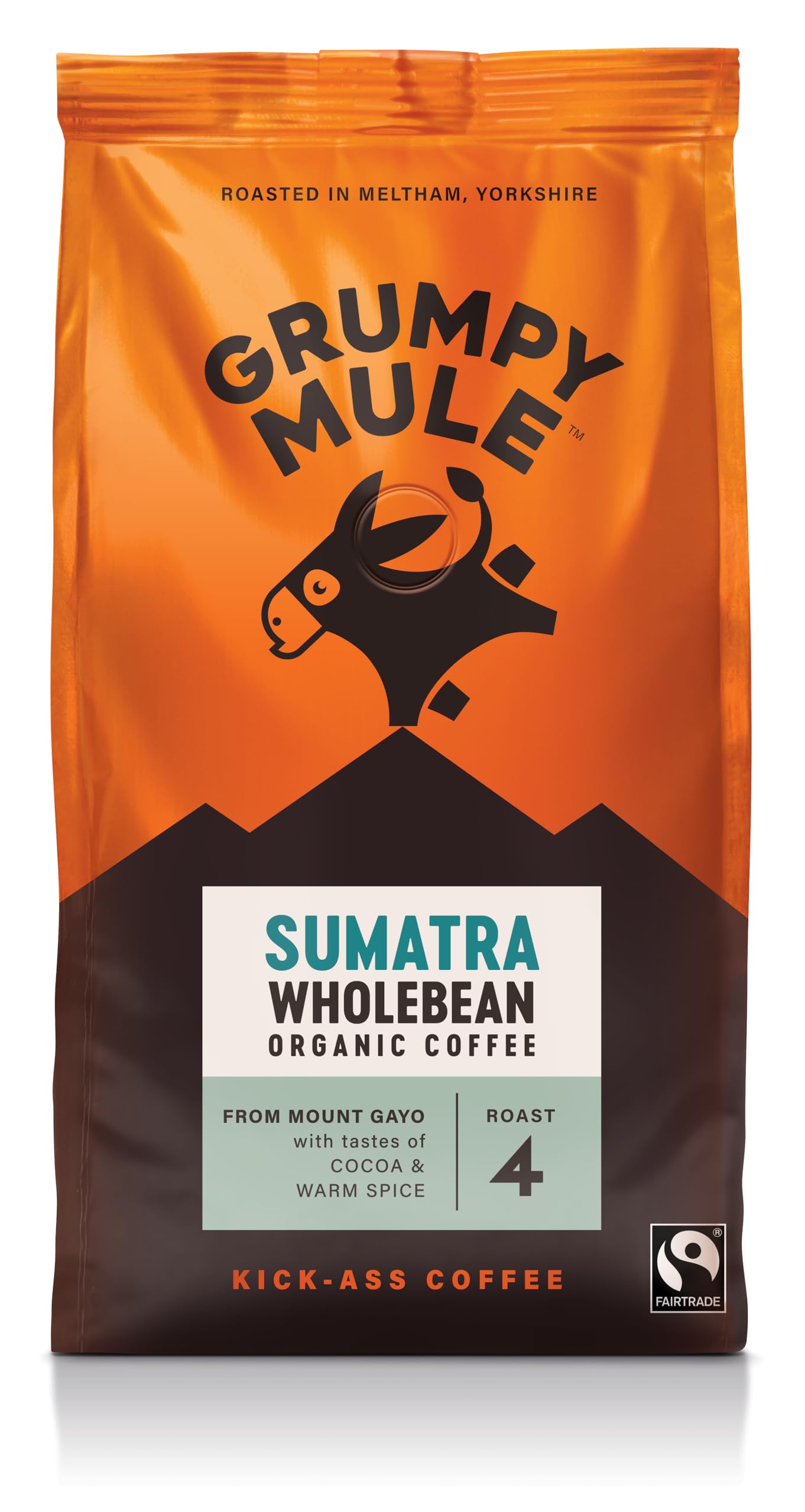 Grumpy Mule Sumatra Mount Gayo Organic Whole Coffee Beans - Medium-Dark Roast, Cocoa & Spice 1