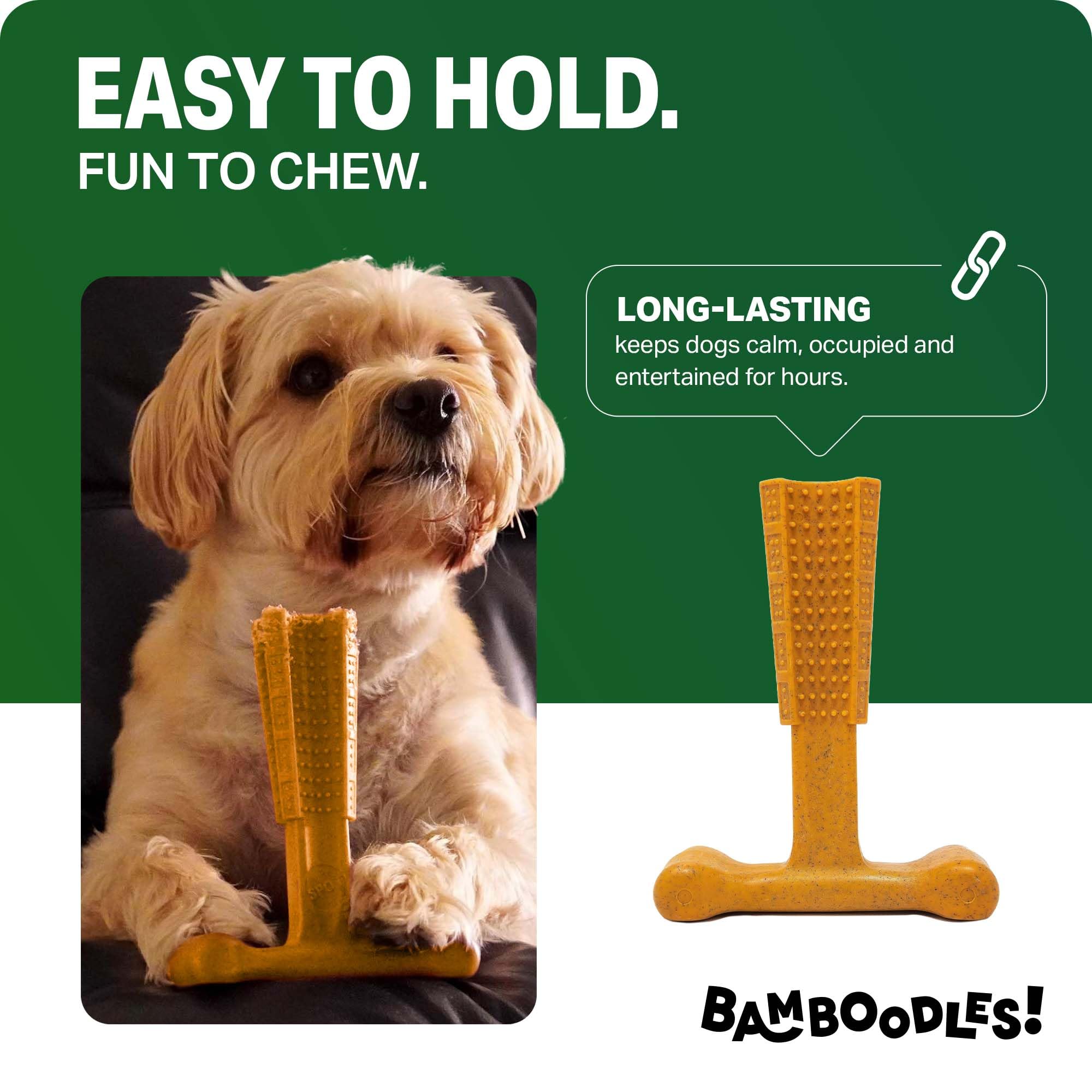 Bamboodles T-Bone Dog Chew Toy - Large | Peanut Butter Flavour | Durable Nylon 2