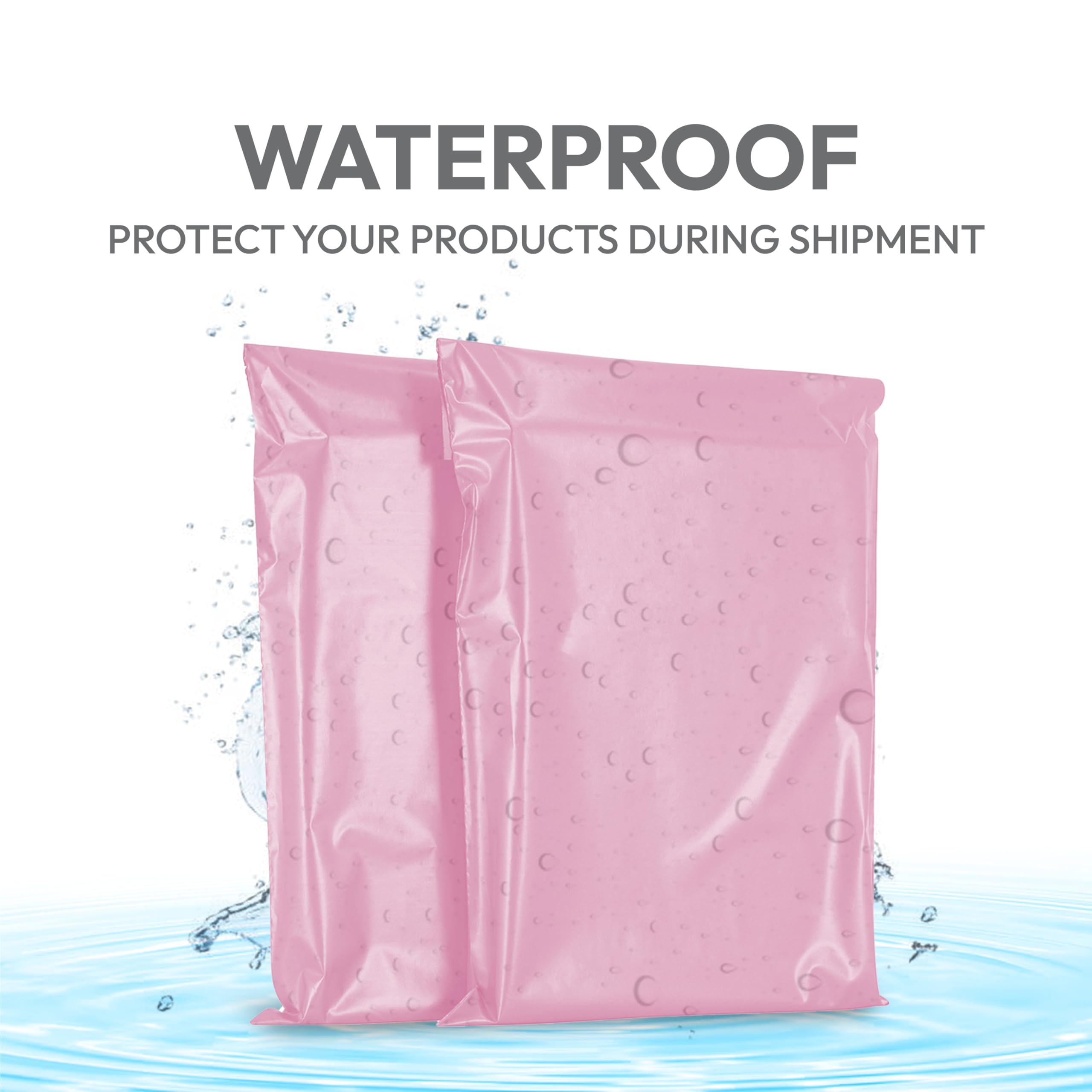 delka Polyethylene Mailers - 60 Pack Pink Self-Sealing Bags | Water-Resistant | 100x60x3mm