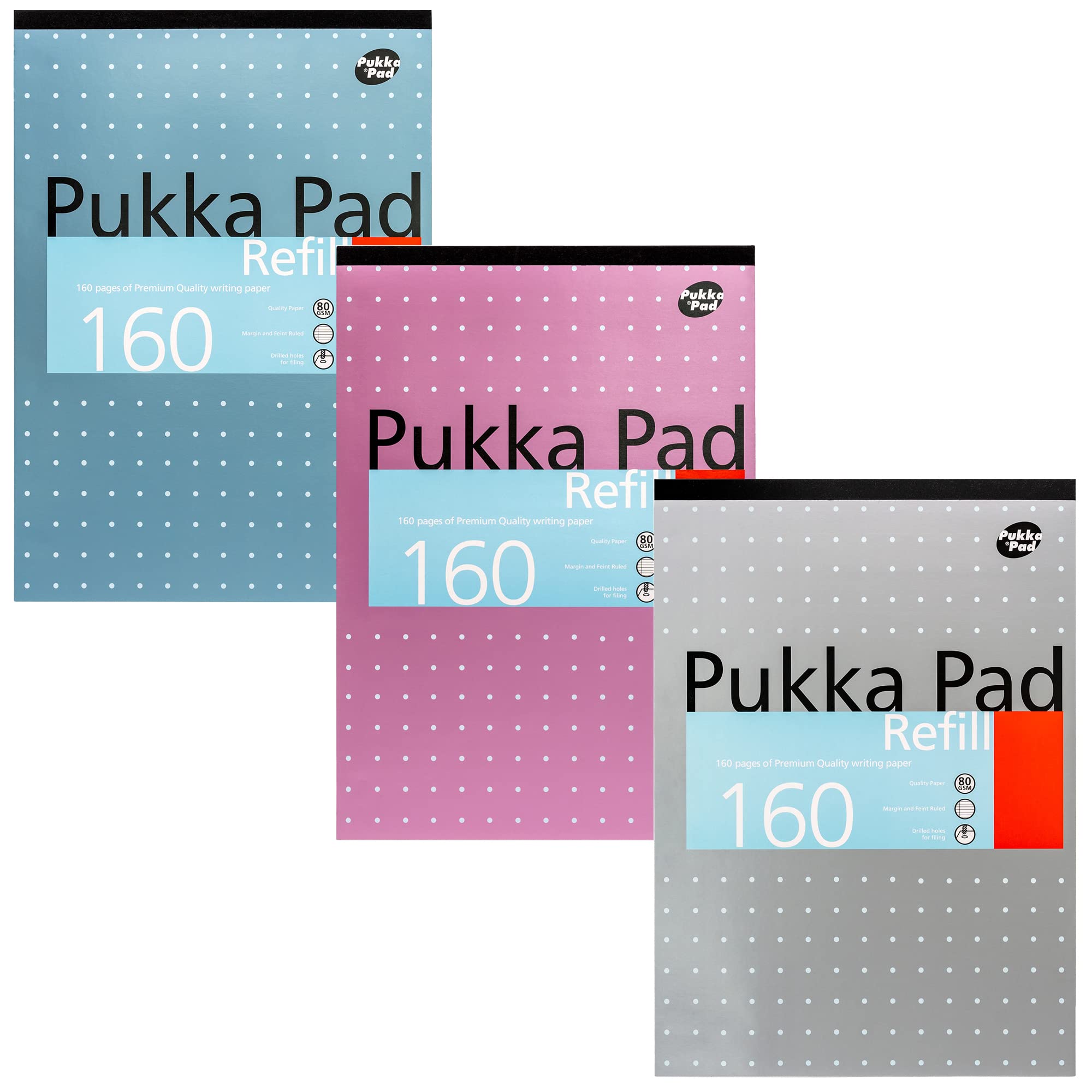 Pukka Pad A4 Refill Notepad - Pack of 3 Lined Pads | 160 Pages Each | 80GSM Paper 1