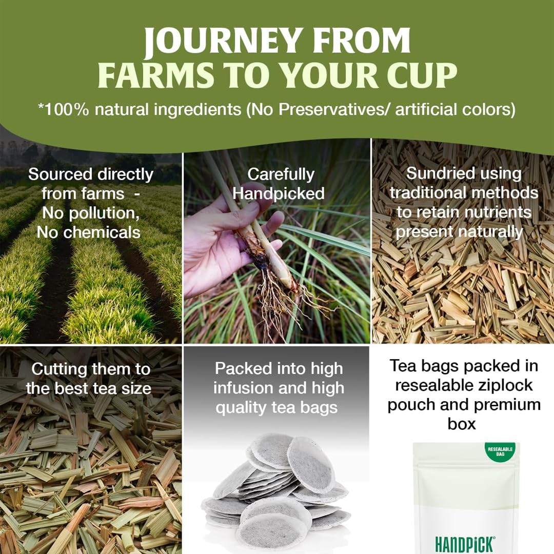 HANDPICK Lemongrass Herbal Tea Bags - 100 Count, Caffeine Free, Non-GMO | Citrus & Mint Flavor 5