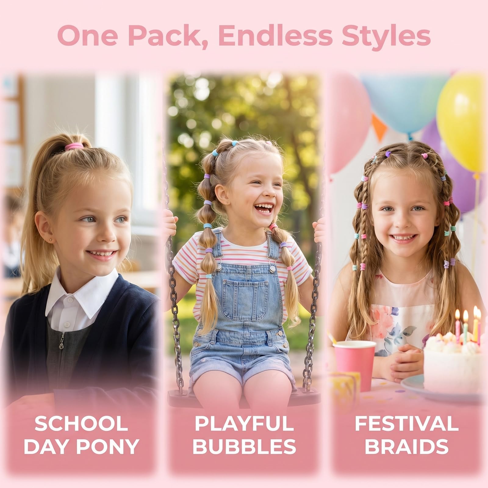 Muexoee Violet Hair Elastics - Gentle Hold Rubber Bands for All Hair Types | 500 Pack 7