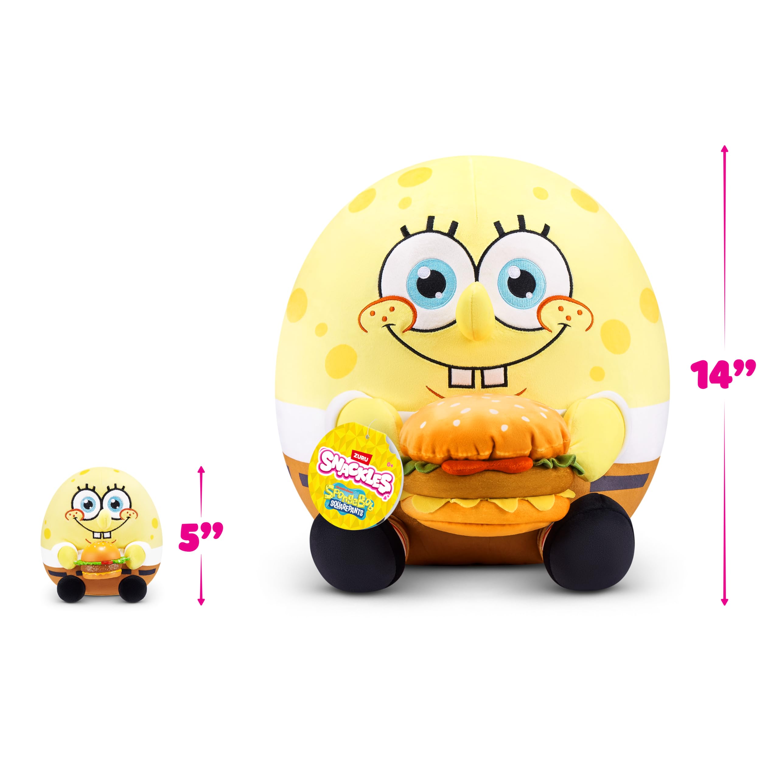 Snackles 5-inch SpongeBob Squarepants Plush by ZURU - Super-Soft Stuffed Animal for Kids 2