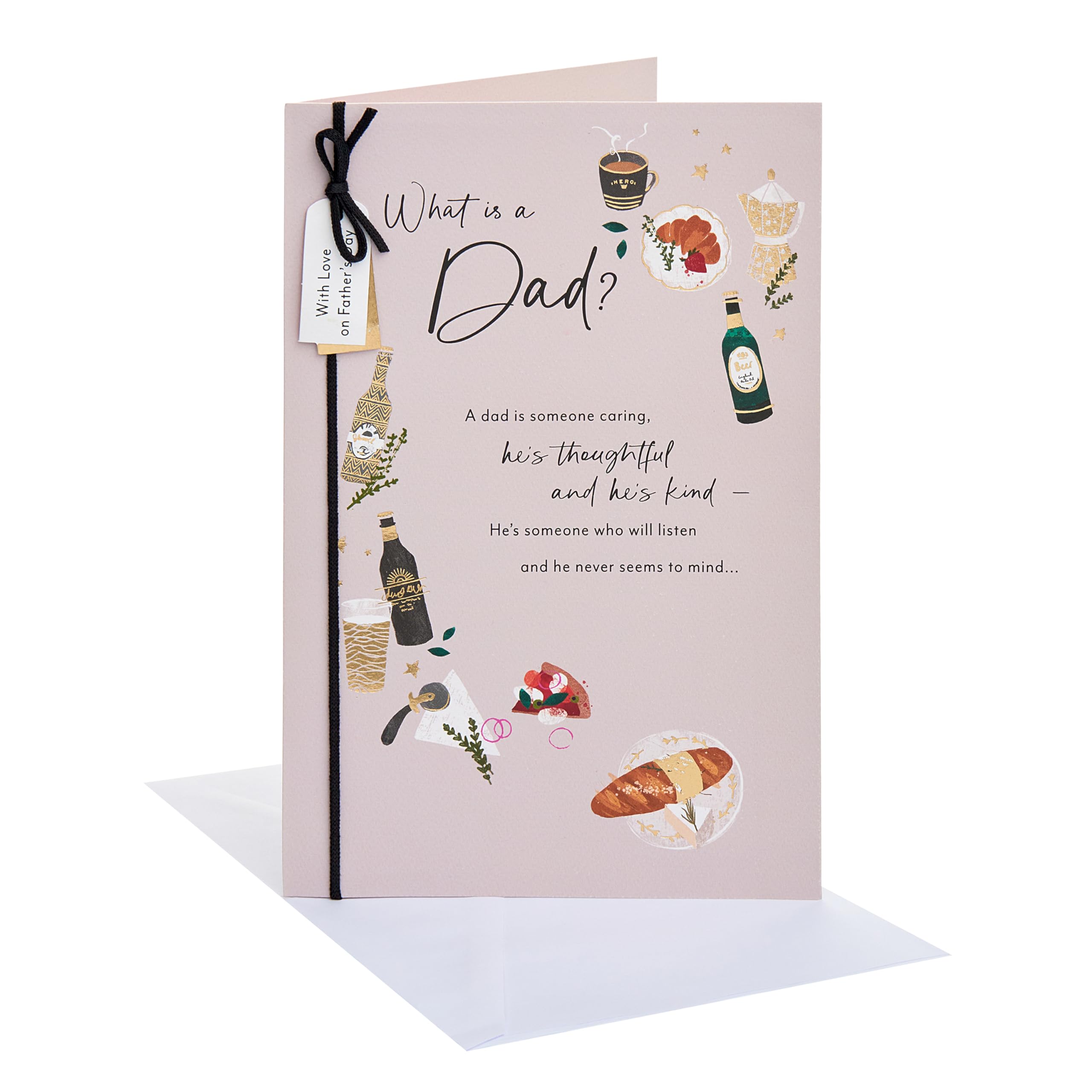UK Greetings Father's Day Card for Dad, Grandad, Husband | Beer & Food Illustration | 16.5 x 25.4 cm