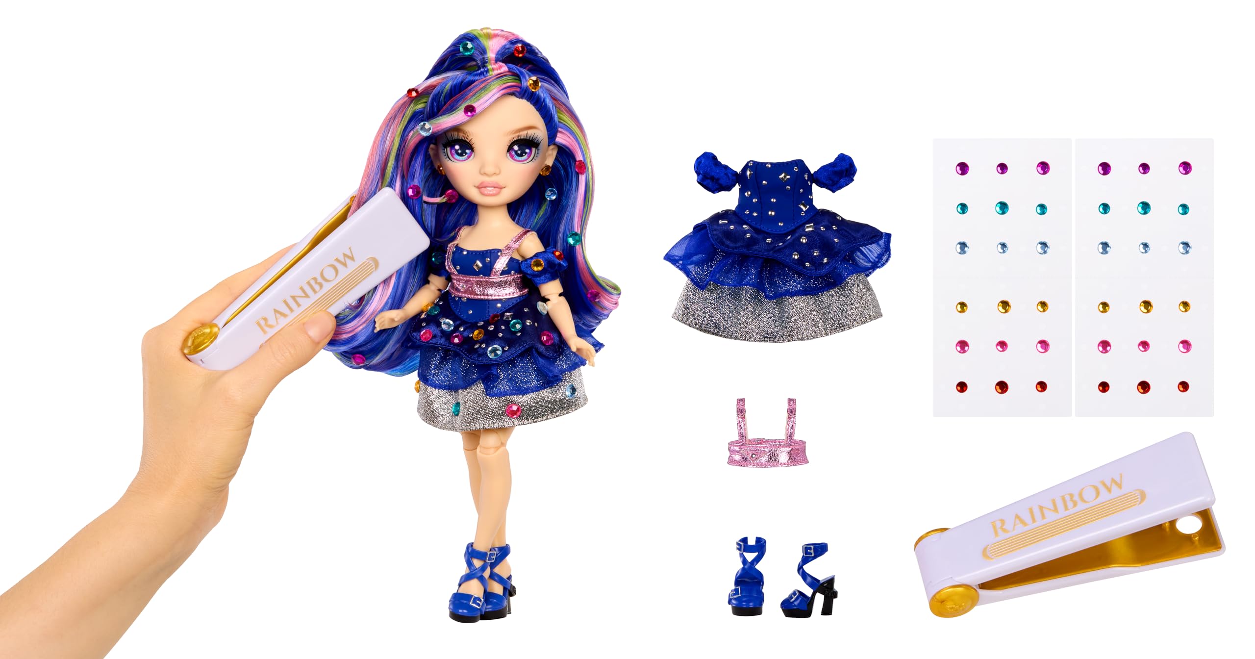 Rainbow High Genevieve Bleue Doll - 28cm Fashion Doll with Bedazzling Tool | Ages 4+ | Plastic
