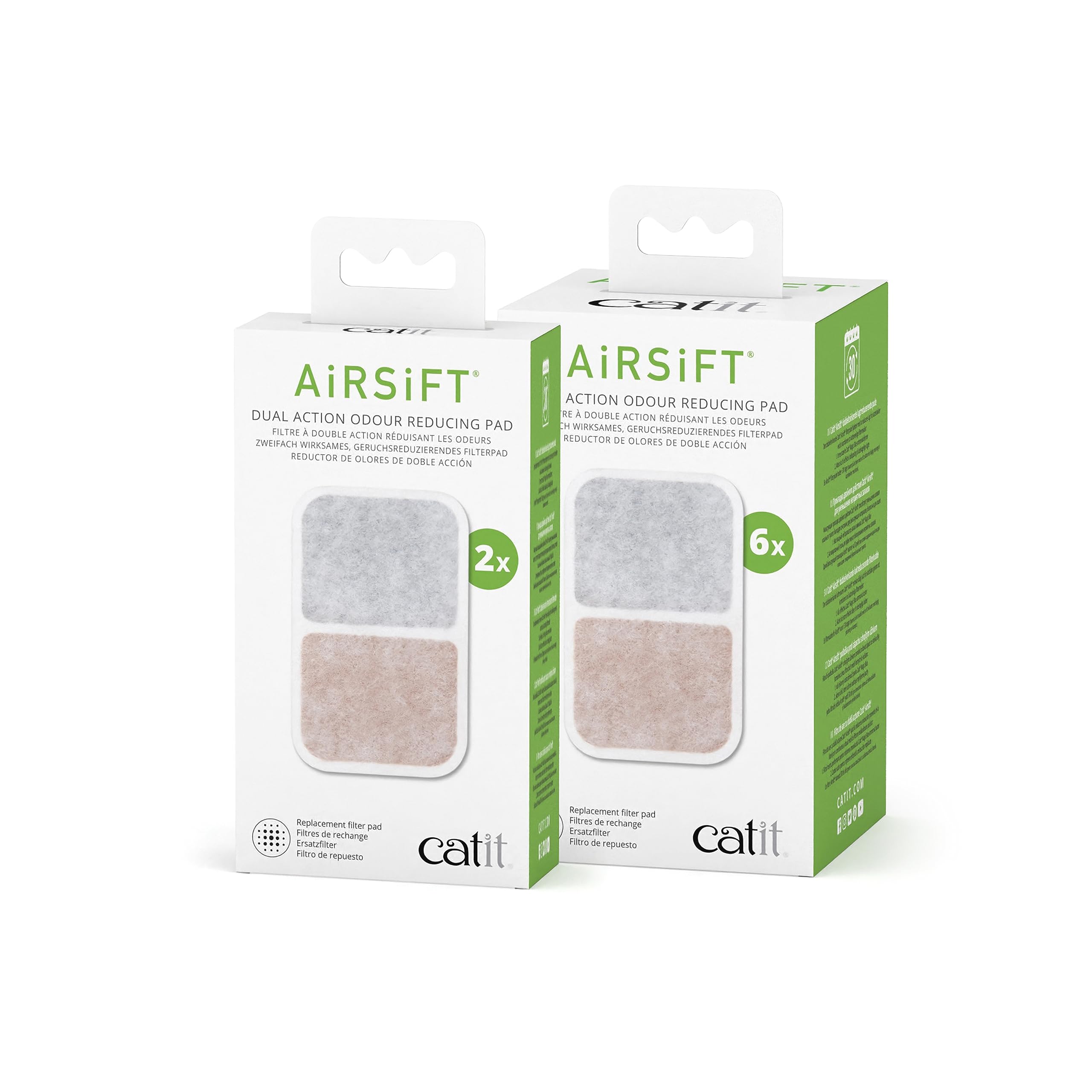 Catit AiRSiFT Dual Action Litter Box Pads - Odor Reducing, Unscented | Pack of 2 5