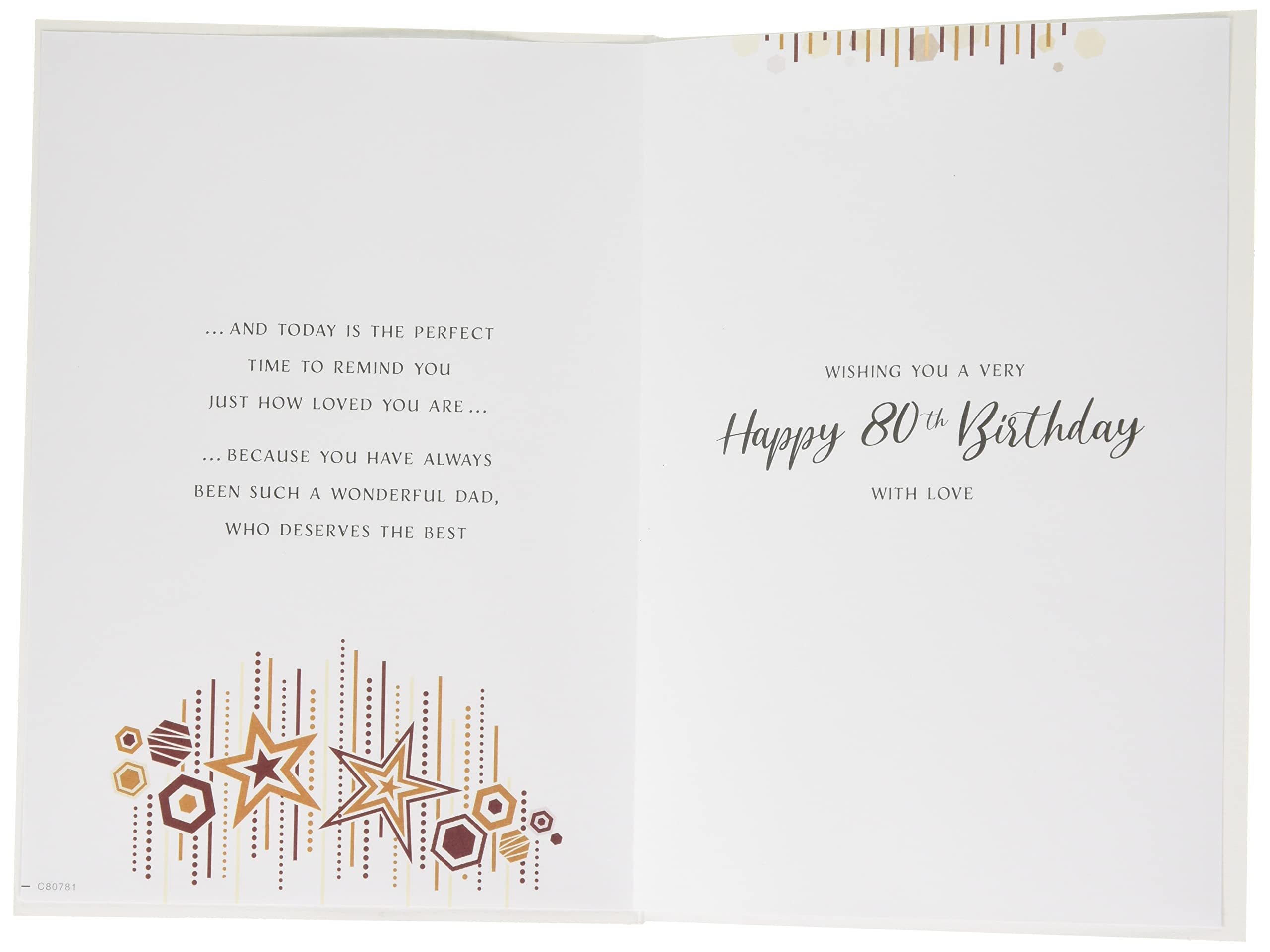Piccadilly Greetings Age 80 Dad Birthday Card - 9 x 6 inches | Metallic