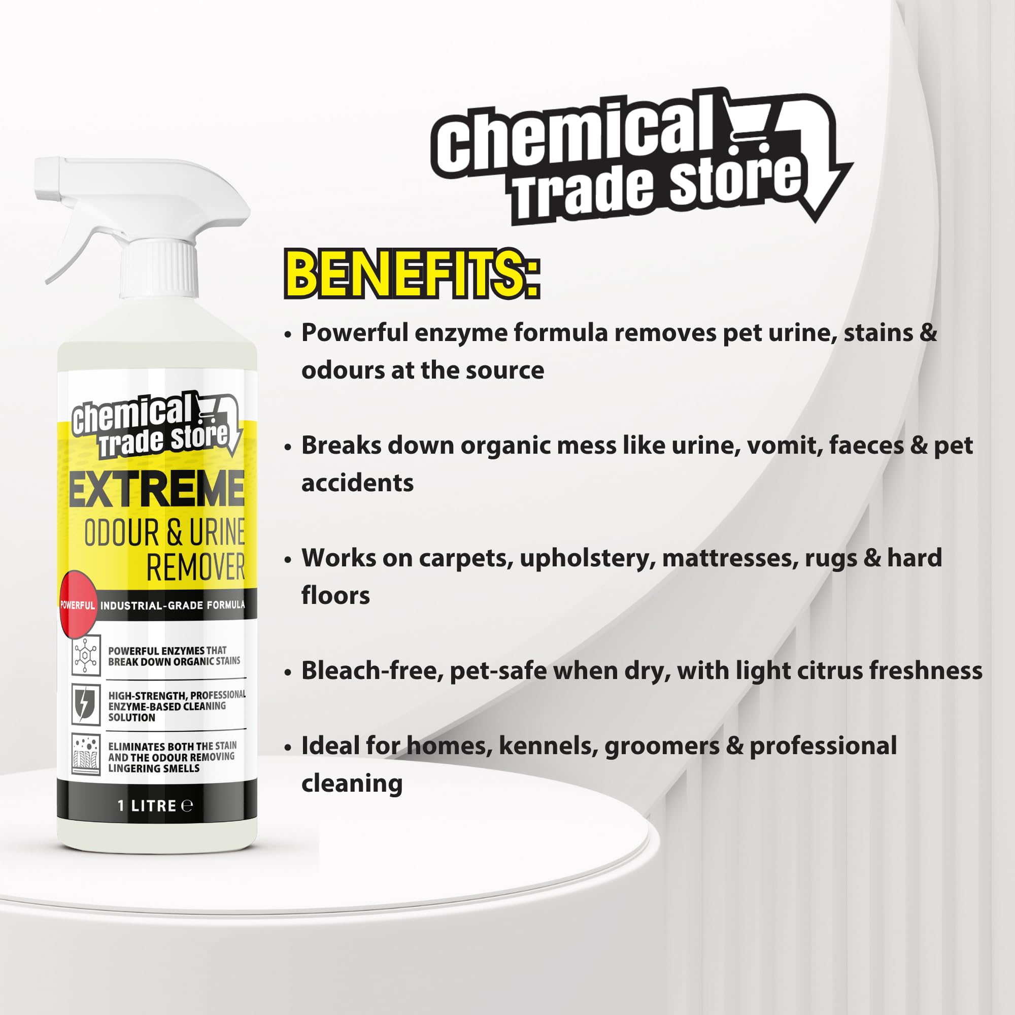 Chemical Trade Store Extreme Odour & Urine Remover - 1L Liquid Enzyme Cleaner 4