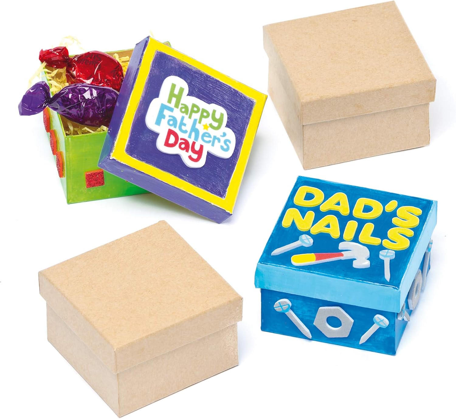 Baker Ross Kids Craft Kit - 6 Blank Wooden Heart-Shaped Boxes for Decorating, Arts & Crafts Activity Set 7