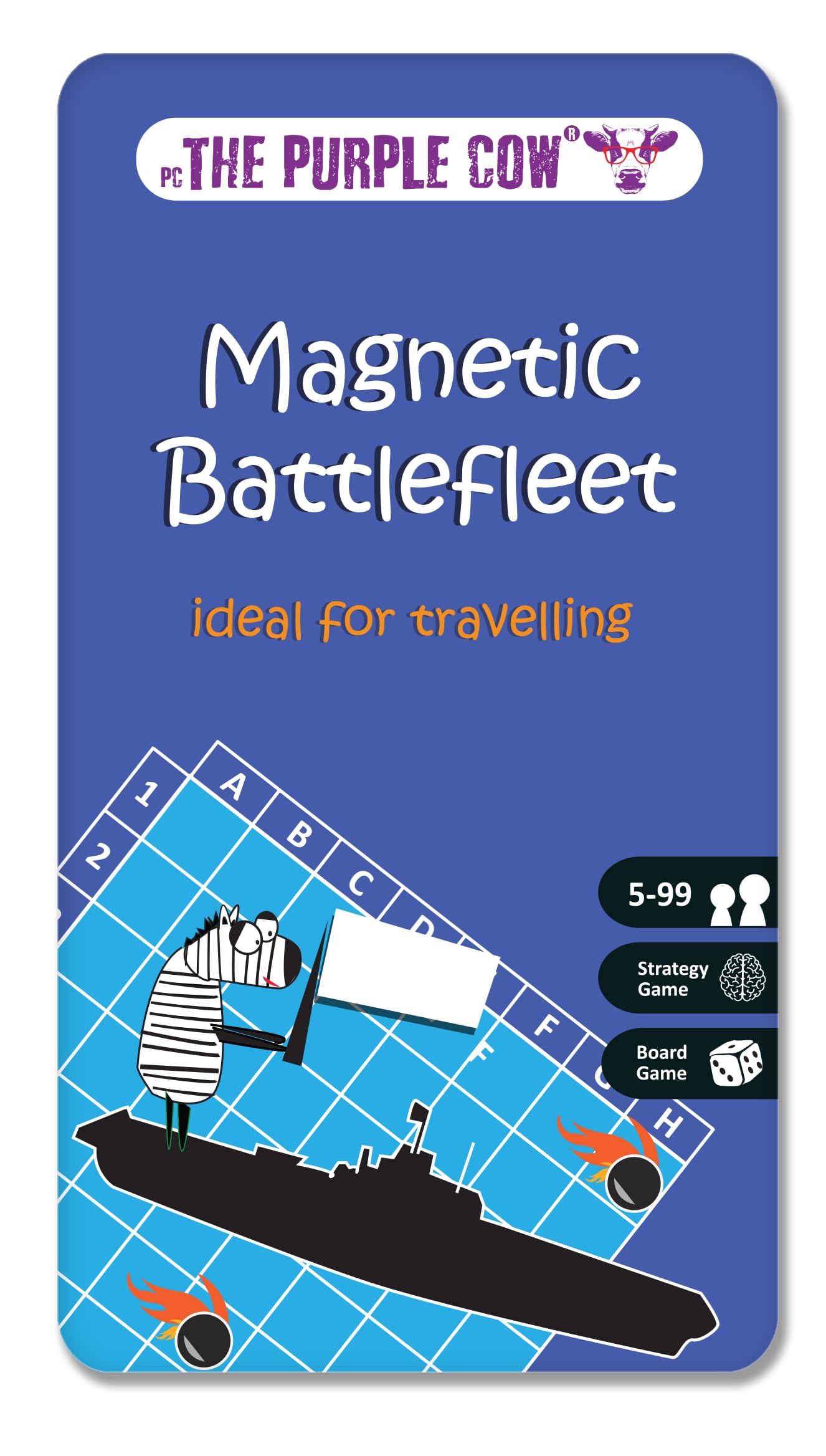 The Purple Cow Magnetic Naval Battle Travel Game - Compact, Magnetic Pieces | Standard Edition
