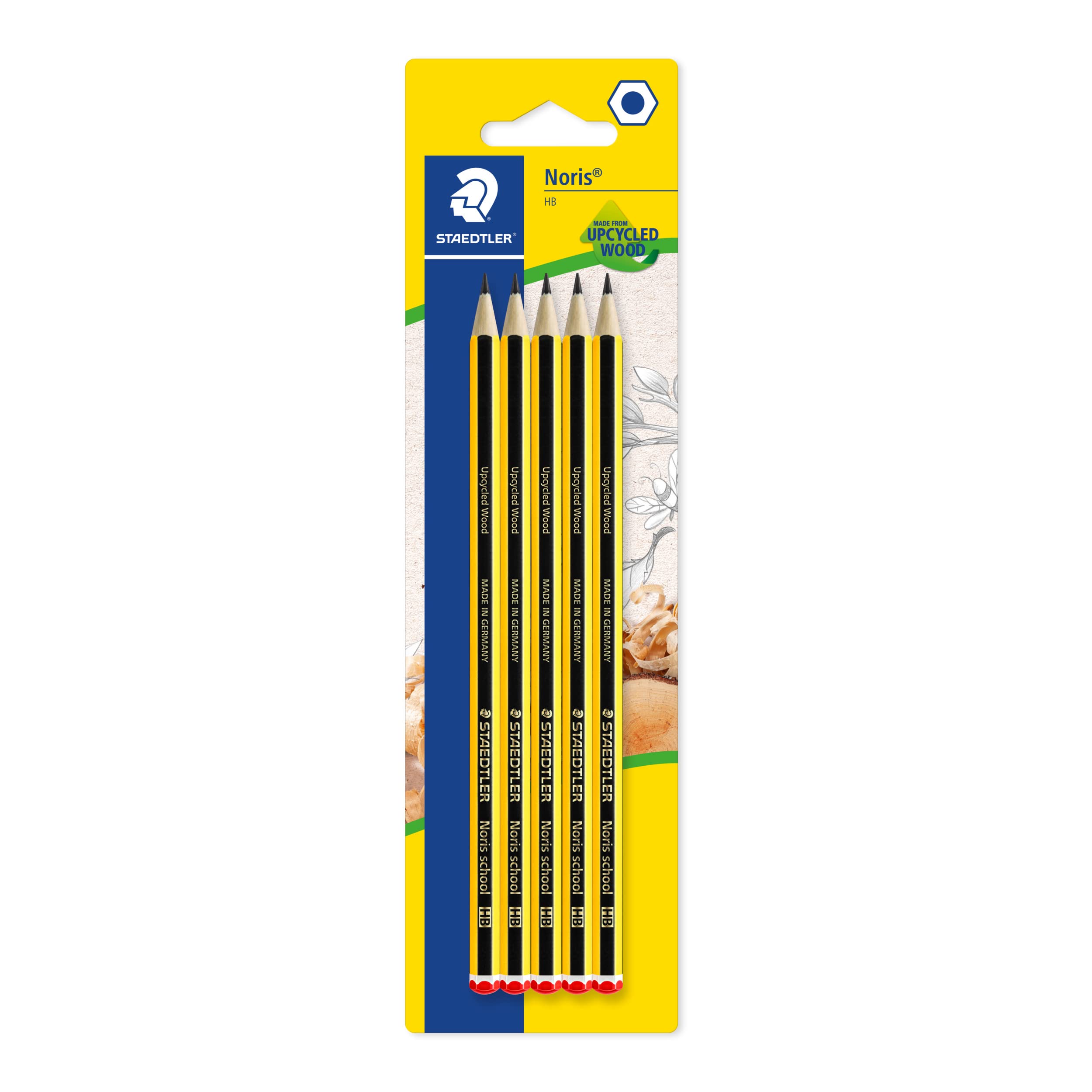 STAEDTLER Noris Graphite Pencils - HB Hardness, Break-Resistant Lead | Pack of 5