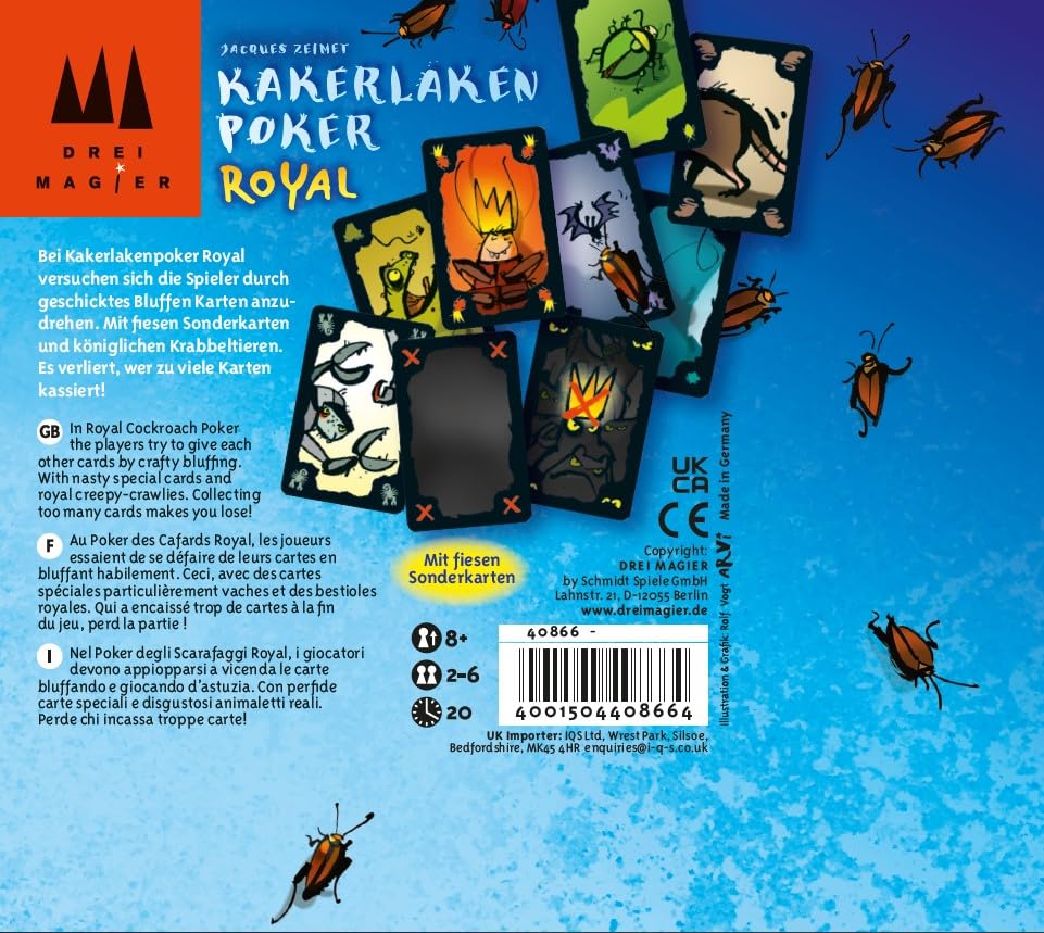 Schmidt Cockroach Poker Royal - Bluffing Card Game | 65 Cards | Ages 8+