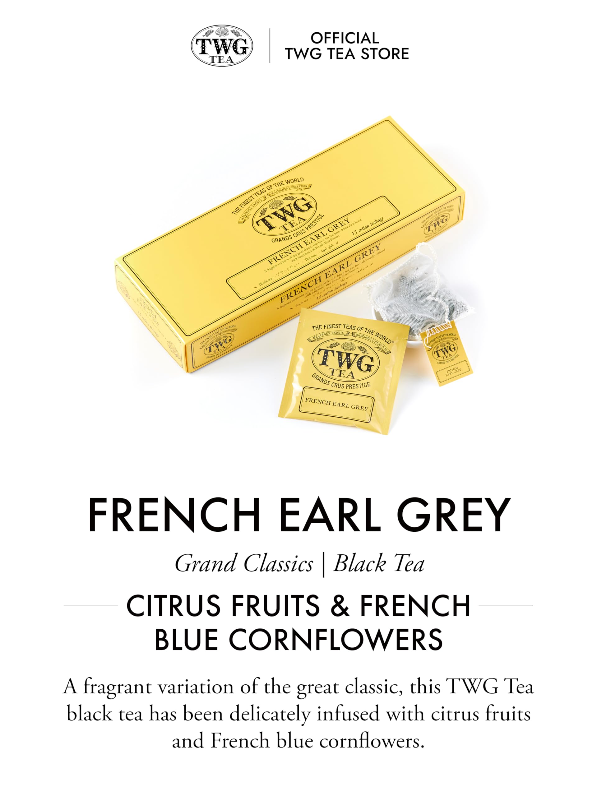 TWG Tea French Earl Grey Black Tea with Citrus Fruits & Blue Cornflowers 4