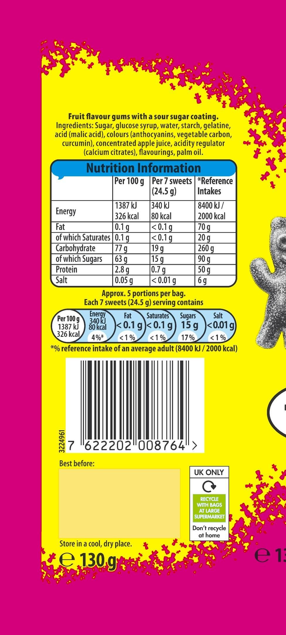 Sour Patch Kids Mixed Fruit Flavoured Sour Sweets, Tangy & Chewy Vegan Candy, 130g 5