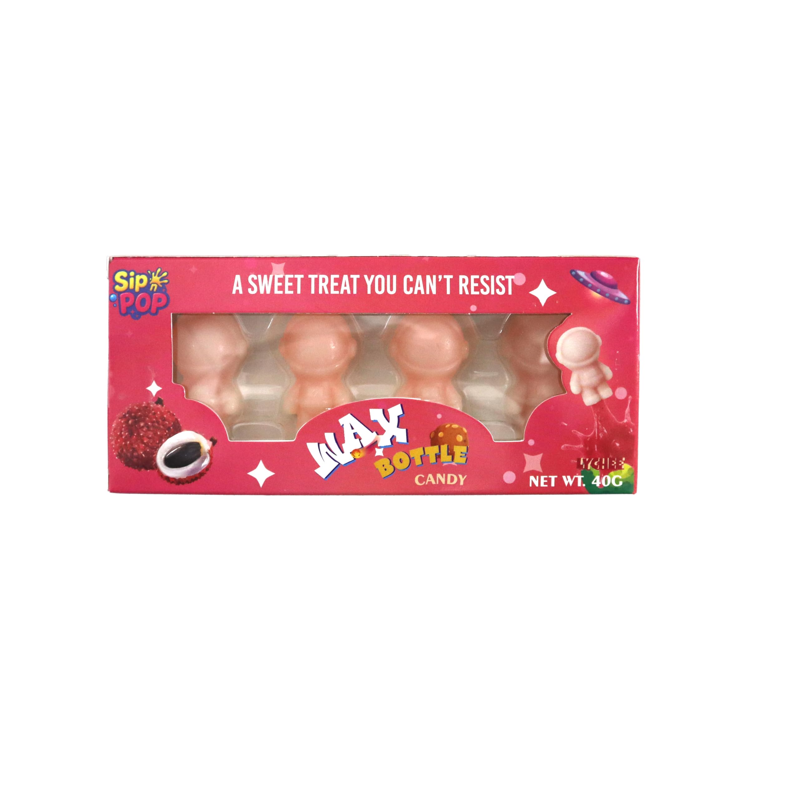 SHINE Spacemen Wax Candy - Lychee Flavor | Liquid Filled Novelty Sweet | 40g