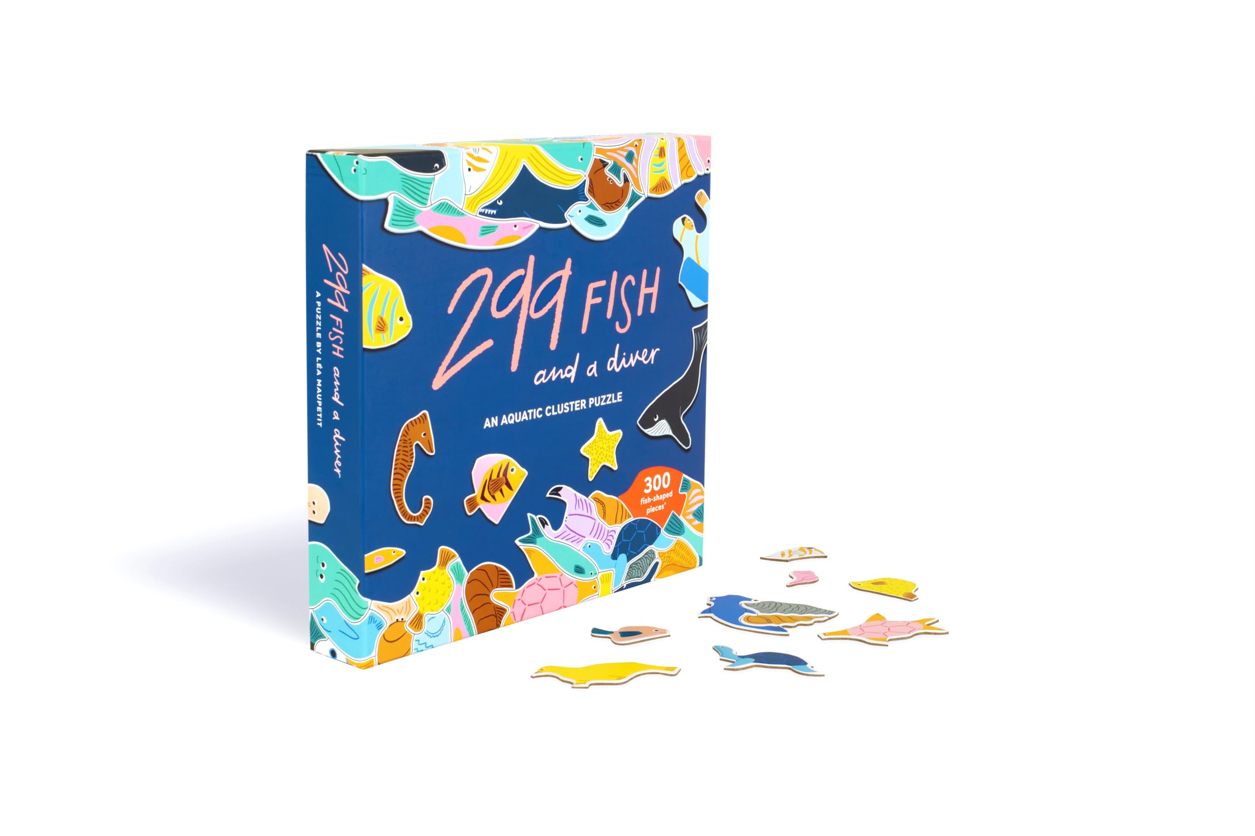 Laurence King 299 Fish and a Diver Cluster Jigsaw Puzzle - 300 Pieces | Unique Shapes | Includes Poster 4