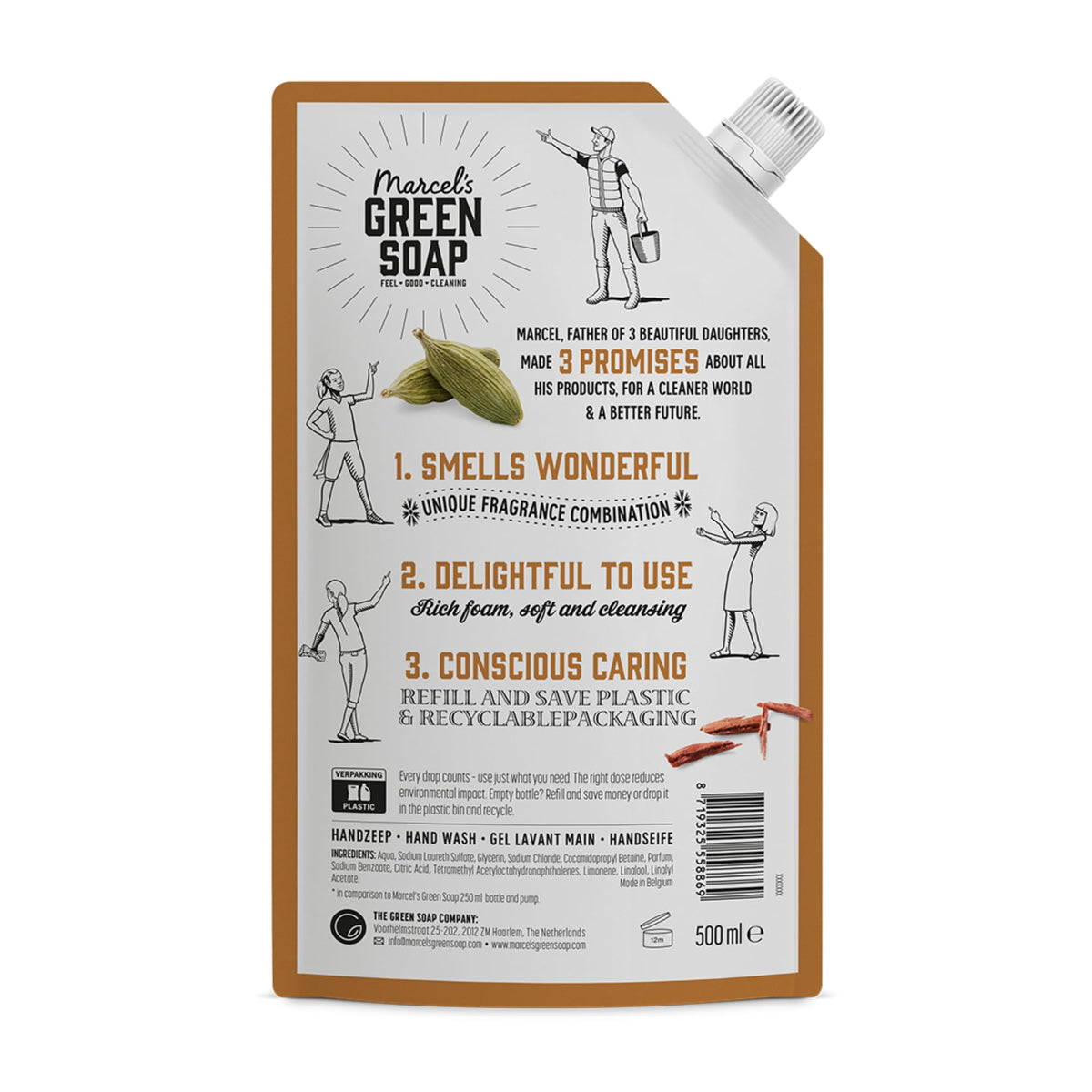 Marcel's Green Soap Hand Soap Refill - Sandalwood & Cardamom - 500 ml