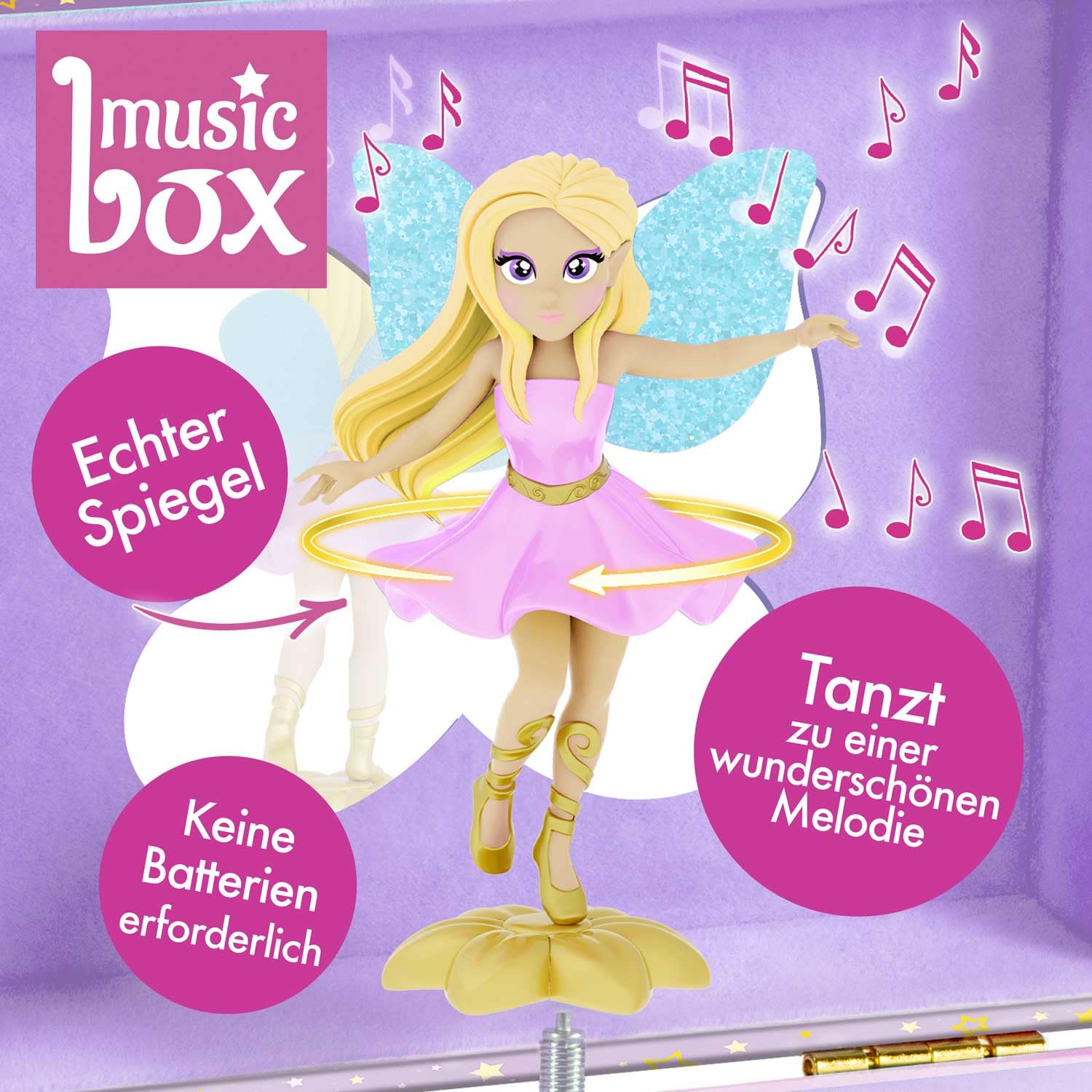 CRAZE Fairy Music Box Jewellery Box for Girls | Lila Color | Mirror & Compartments 2