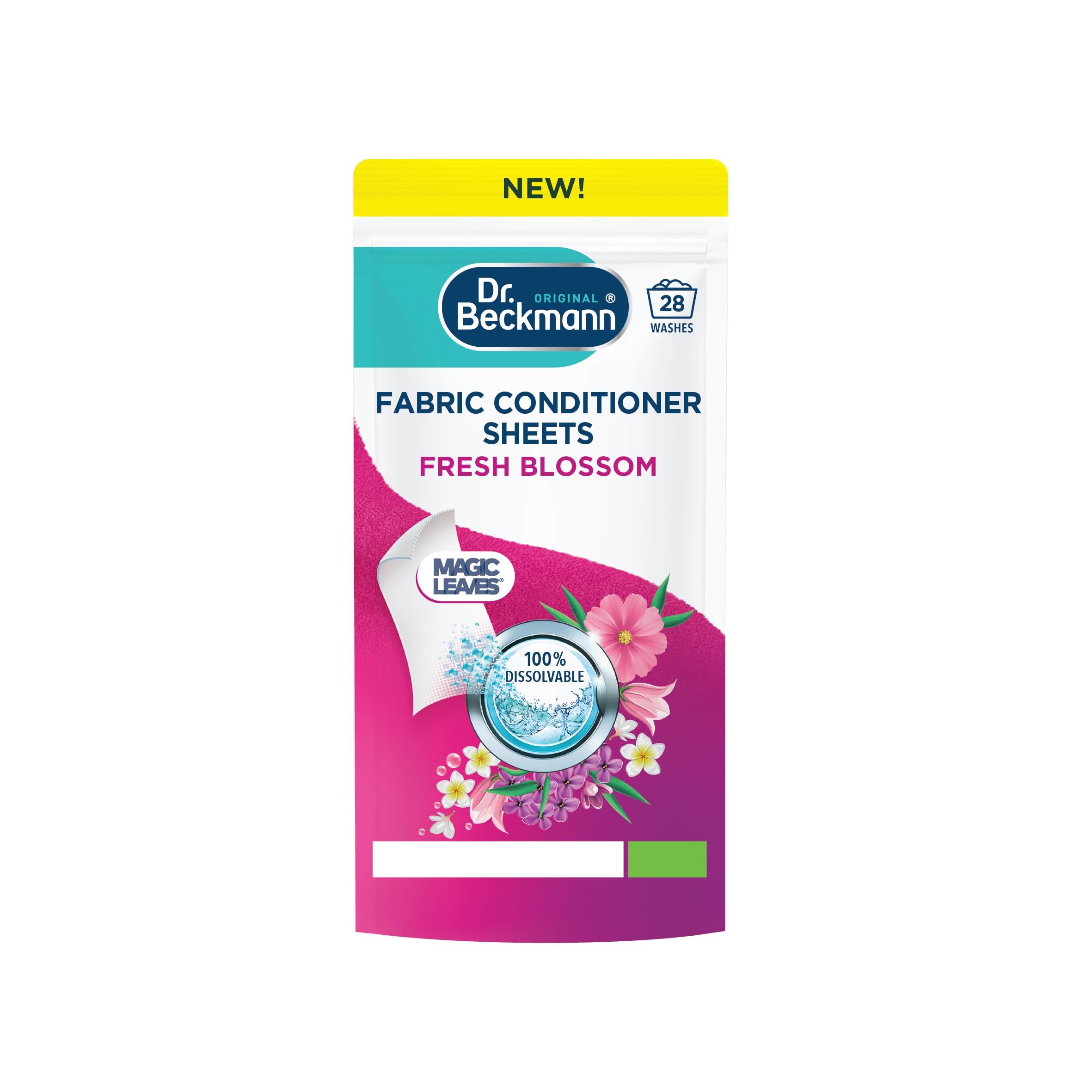 Dr. Beckmann Fabric Conditioner Sheets Fresh Blossom | 14 Count | Ultra-Light & Compact Format