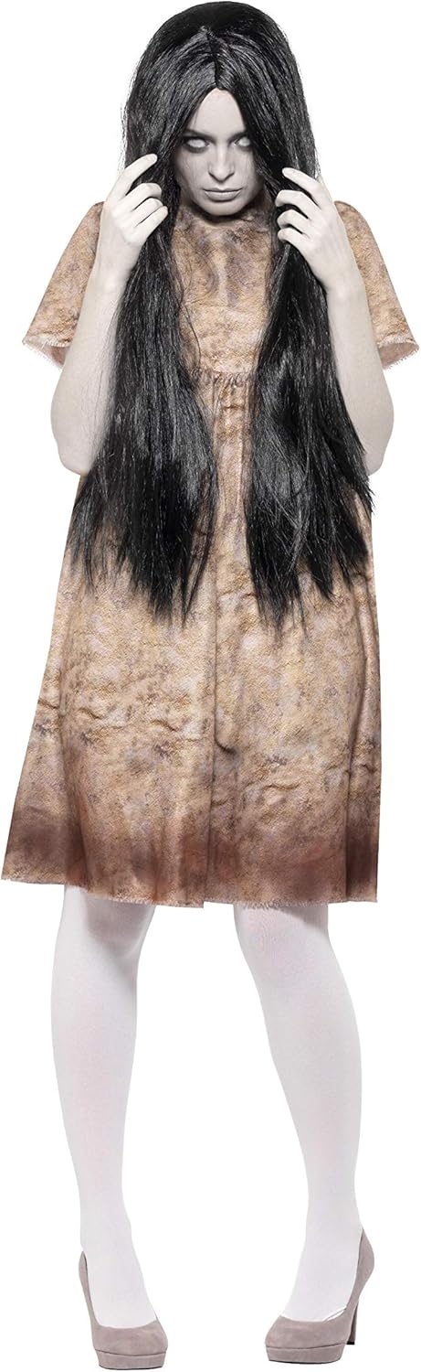 Smiffys Women's Evil Spirit Costume - Grey Decayed Dress & Wig [Model 47561S, Halloween, Themed Parties]