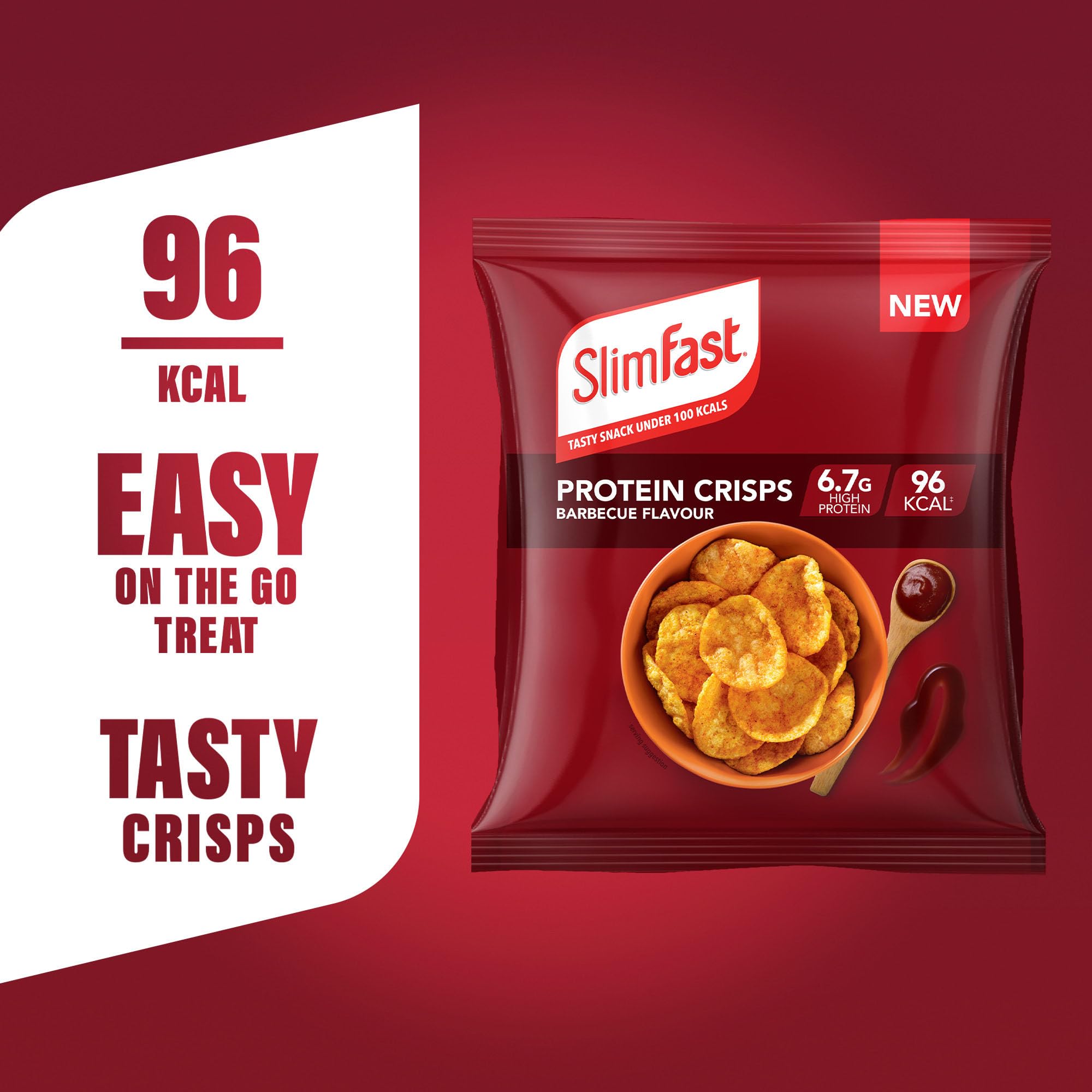 SlimFast Barbeque Protein Crisps - High Protein, Low Calorie Snack | 12 x 23g Packs