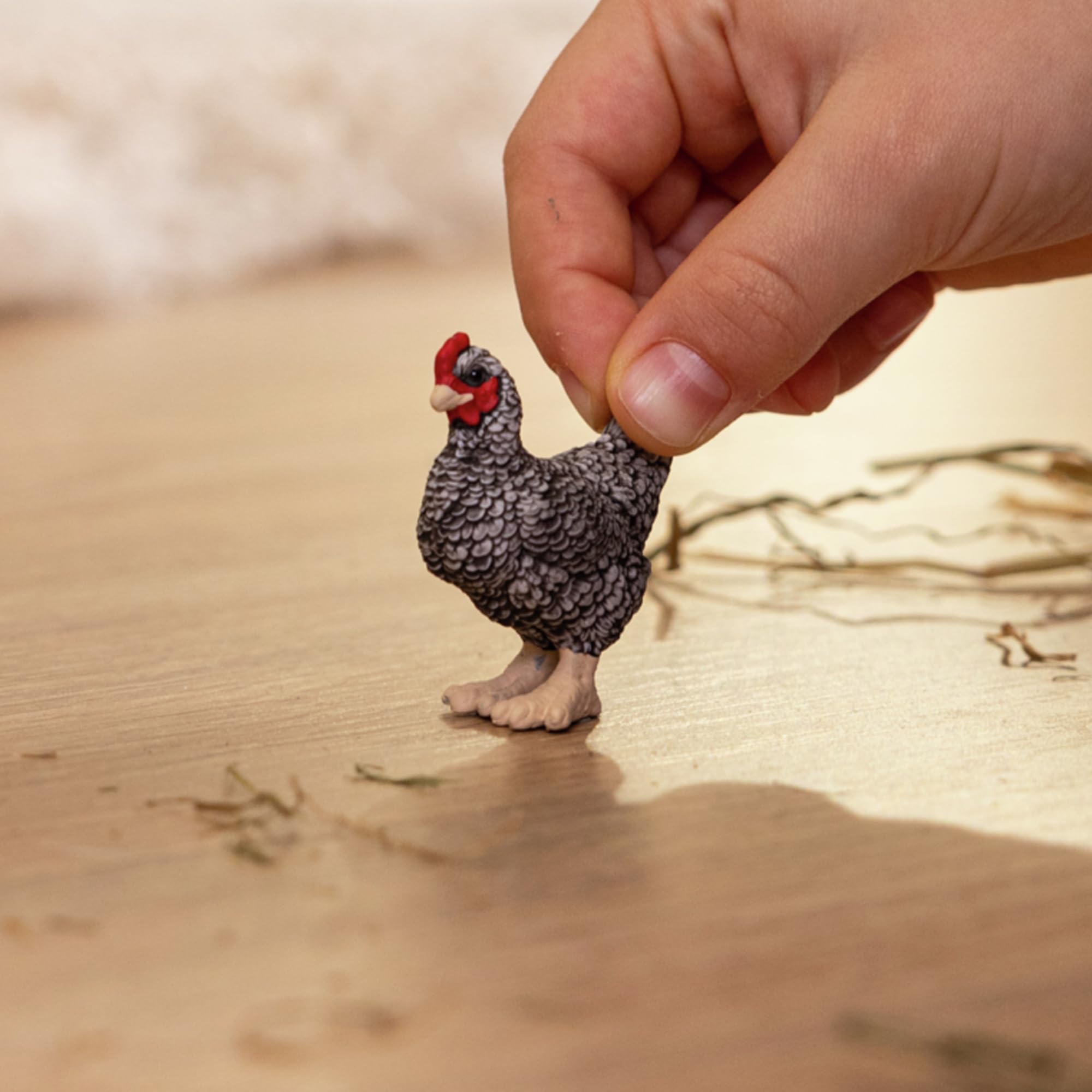 Schleich FARM WORLD Plymouth Rock Chicken Toy Figure | 2.36 inches | Ages 3+ | Multicoloured
