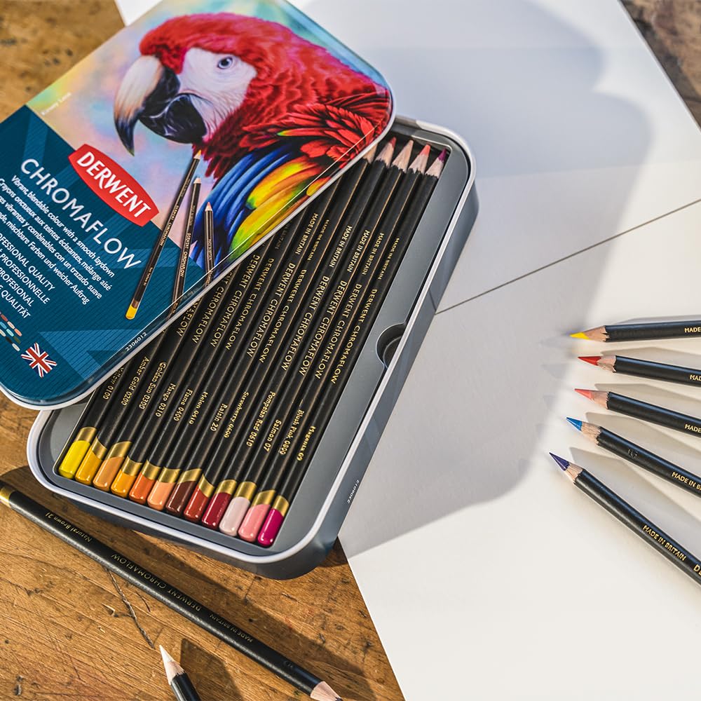 Derwent Chromaflow Coloured Pencils - Set of 24 | 3.5mm Core | Blendable 4
