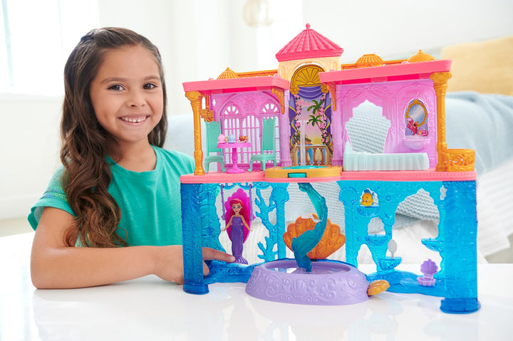Disney Princess Ariel Stackable Castle Doll House Playset with Doll & Flounder Figure