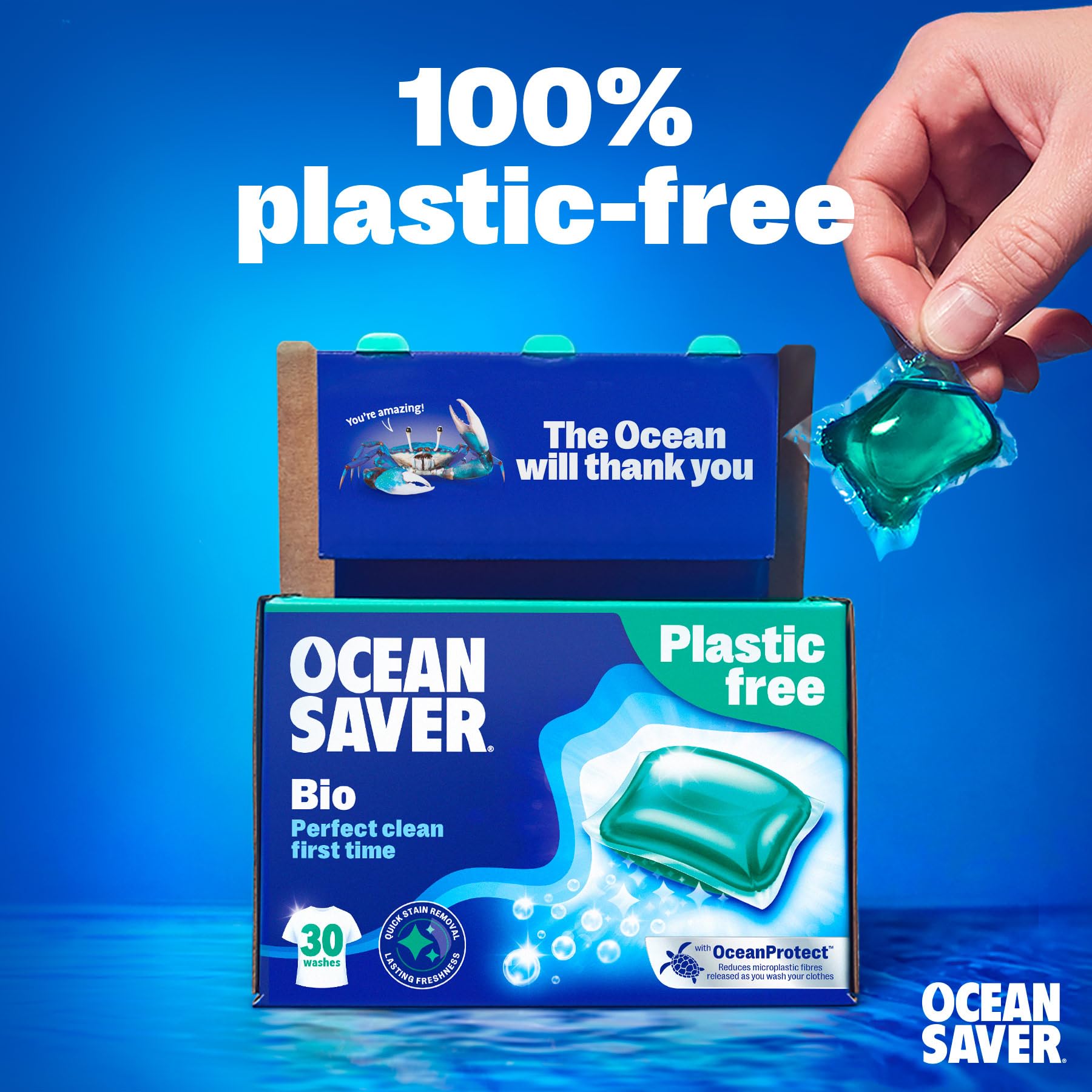 OceanSaver Eco Bio Laundry Detergent Washing Pods - 30 Washes | Ocean Fresh Scent 6