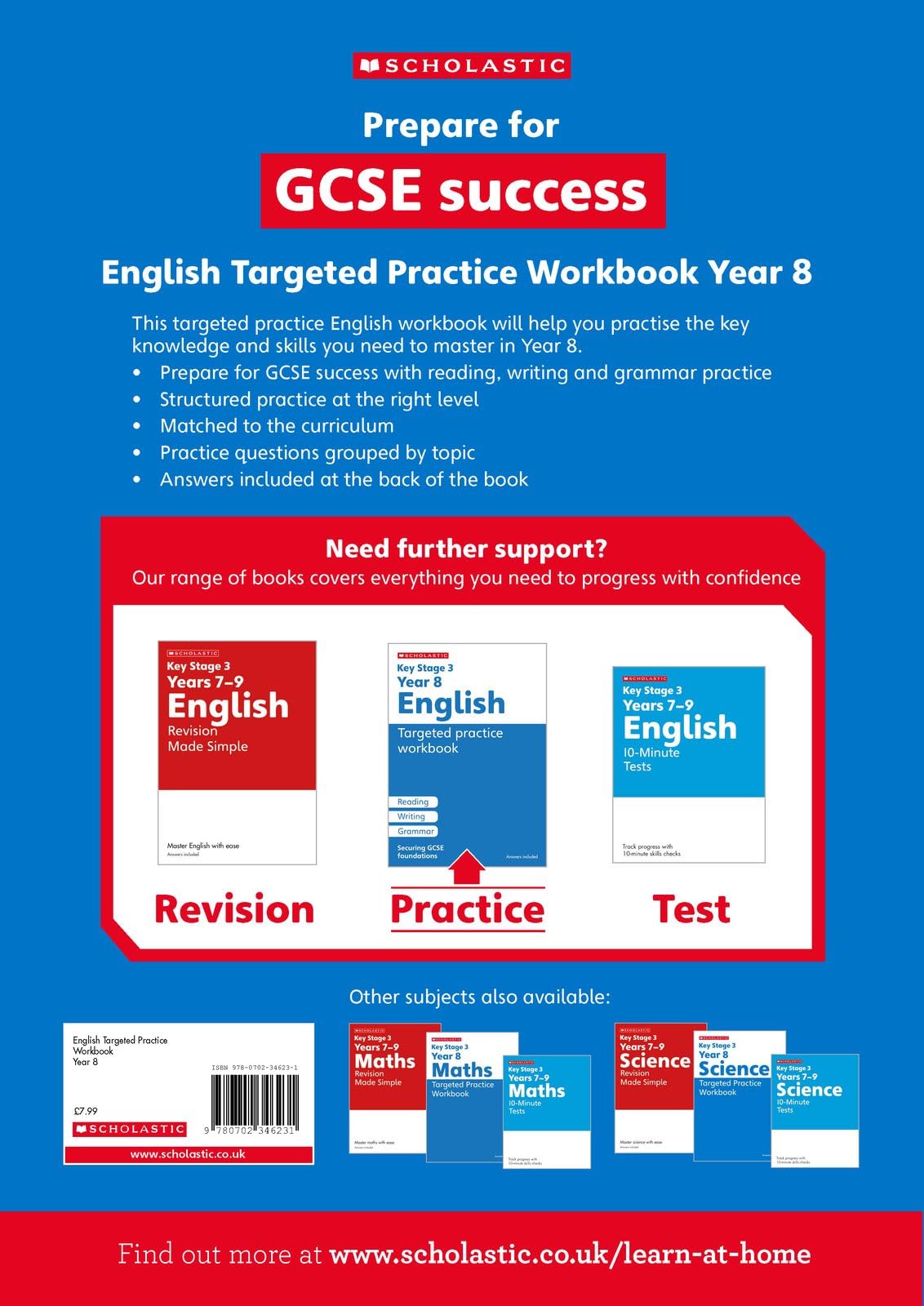 Scholastic Year 8 English Targeted Practice Workbook - Ages 12-13 | Paperback | 80 Pages