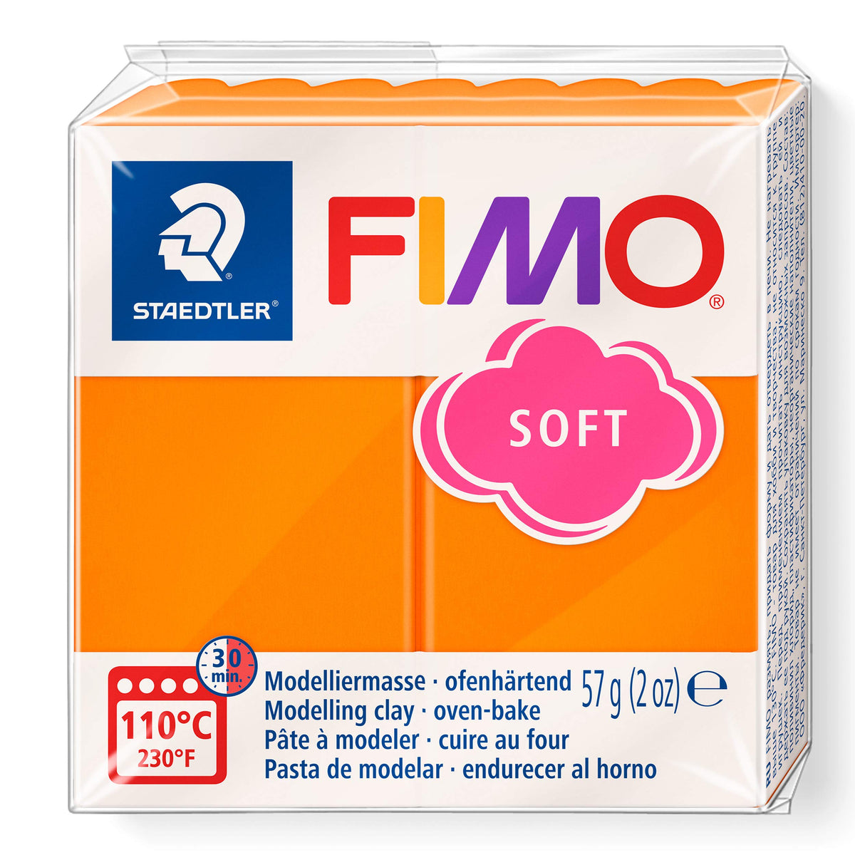 STAEDTLER FIMO Soft Modelling Clay - Oven Hardening Polymer Clay | 57g Block | Tangerine Orange